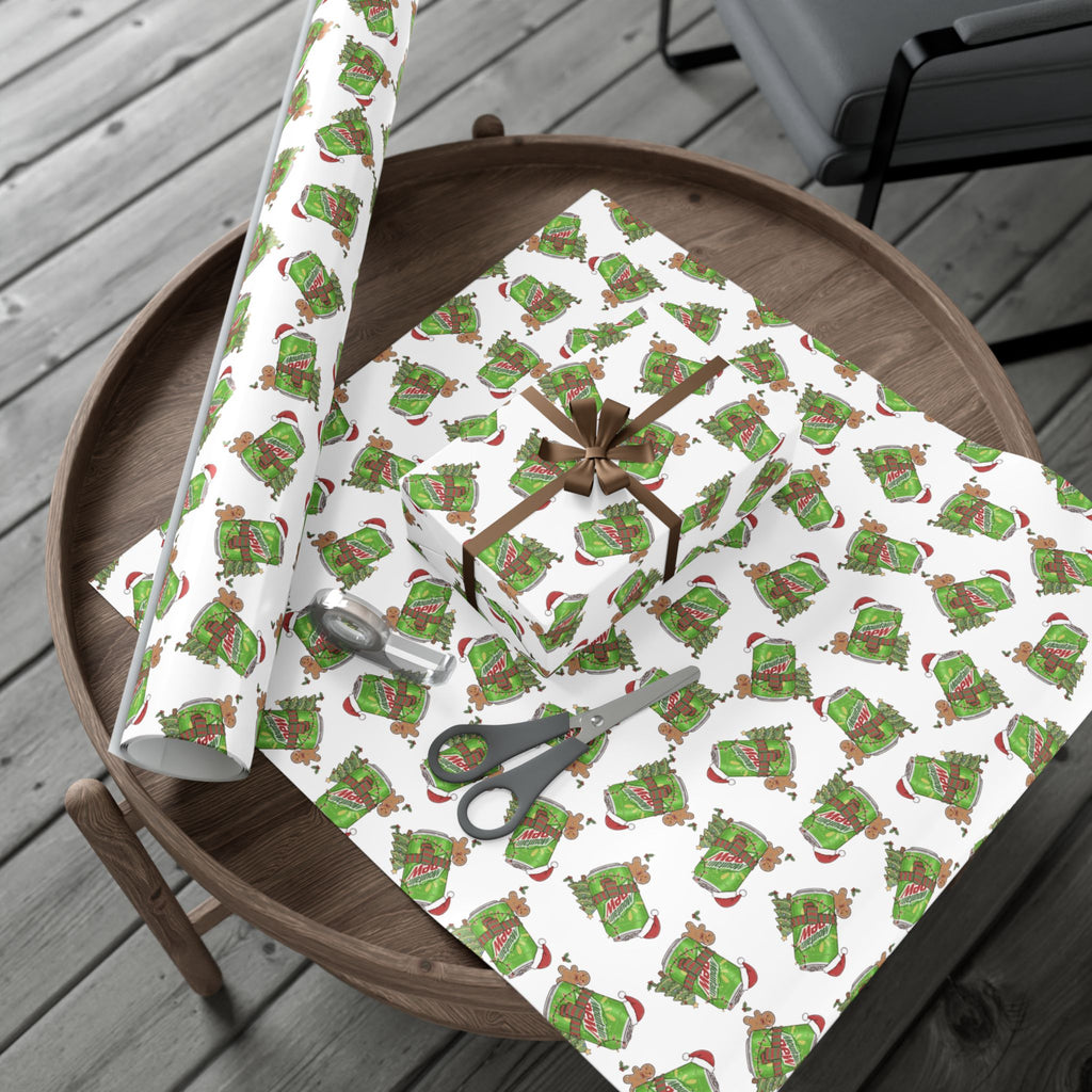Mountain Dew Christmas Wrapping Paper, Funny Cute Mountain Dew Soda Christmas Theme, Holiday Gift Wrap, Office Gag