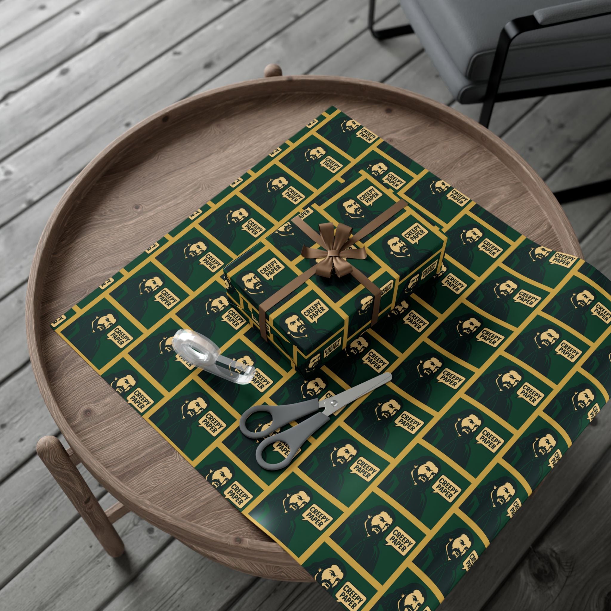 What We Do in the Shadows Nandor Gift Wrap Paper — Green & Gold Vampire-Themed Wrapping Paper