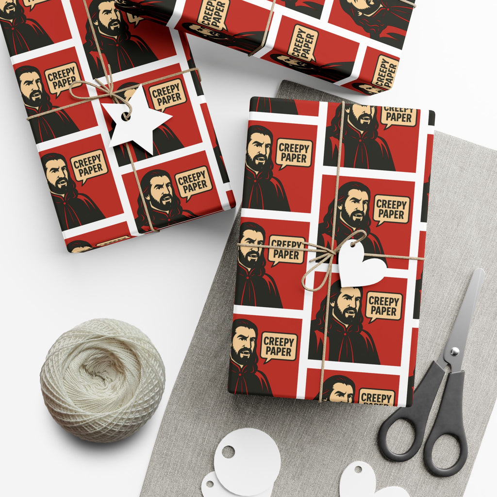 Creepy Paper Wrapping Paper — Red & White (What We Do in the Shadows)