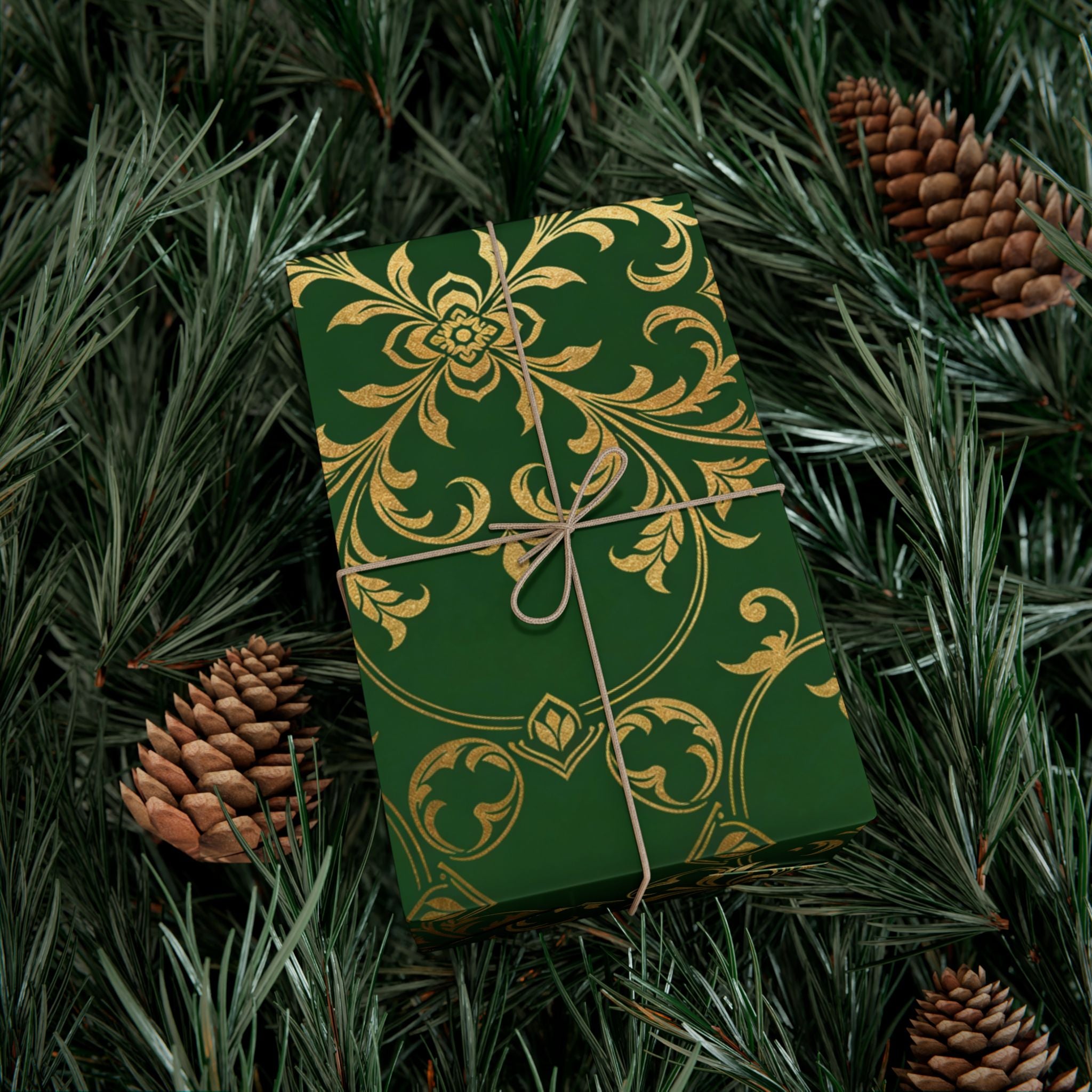 Middle-earth Elvish Luxury Gift Wrap Paper — Green LOTR-Inspired Wrapping