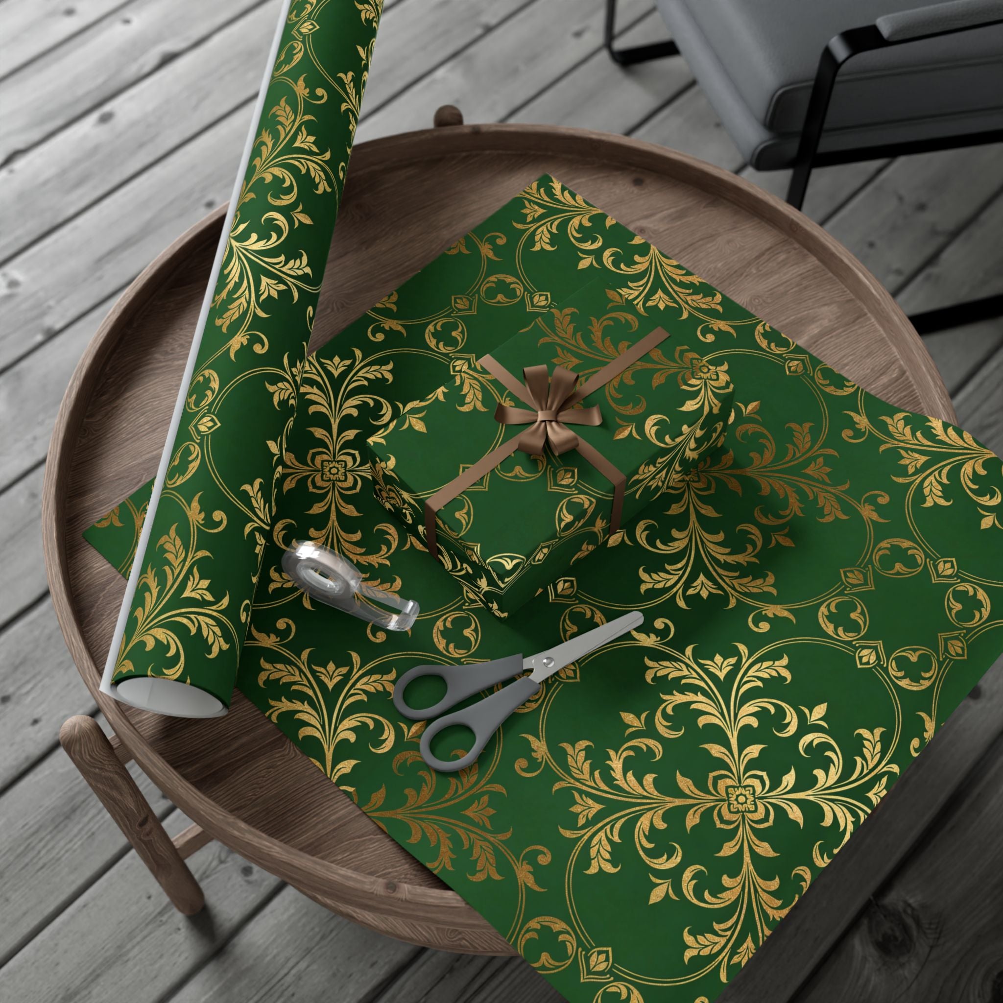 Middle-earth Elvish Luxury Gift Wrap Paper — Green LOTR-Inspired Wrapping