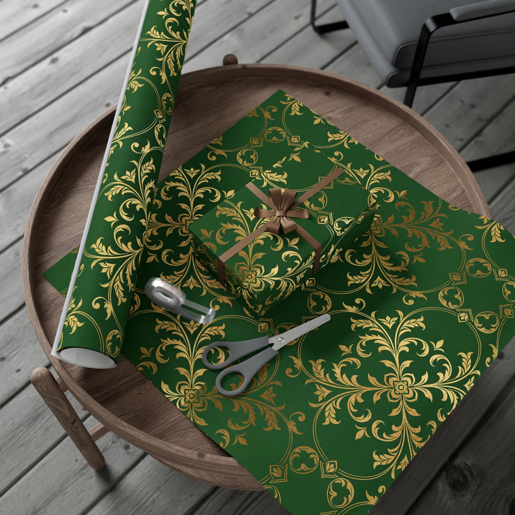Middle-earth Elvish Luxury Gift Wrap Paper — Green LOTR-Inspired Wrapping