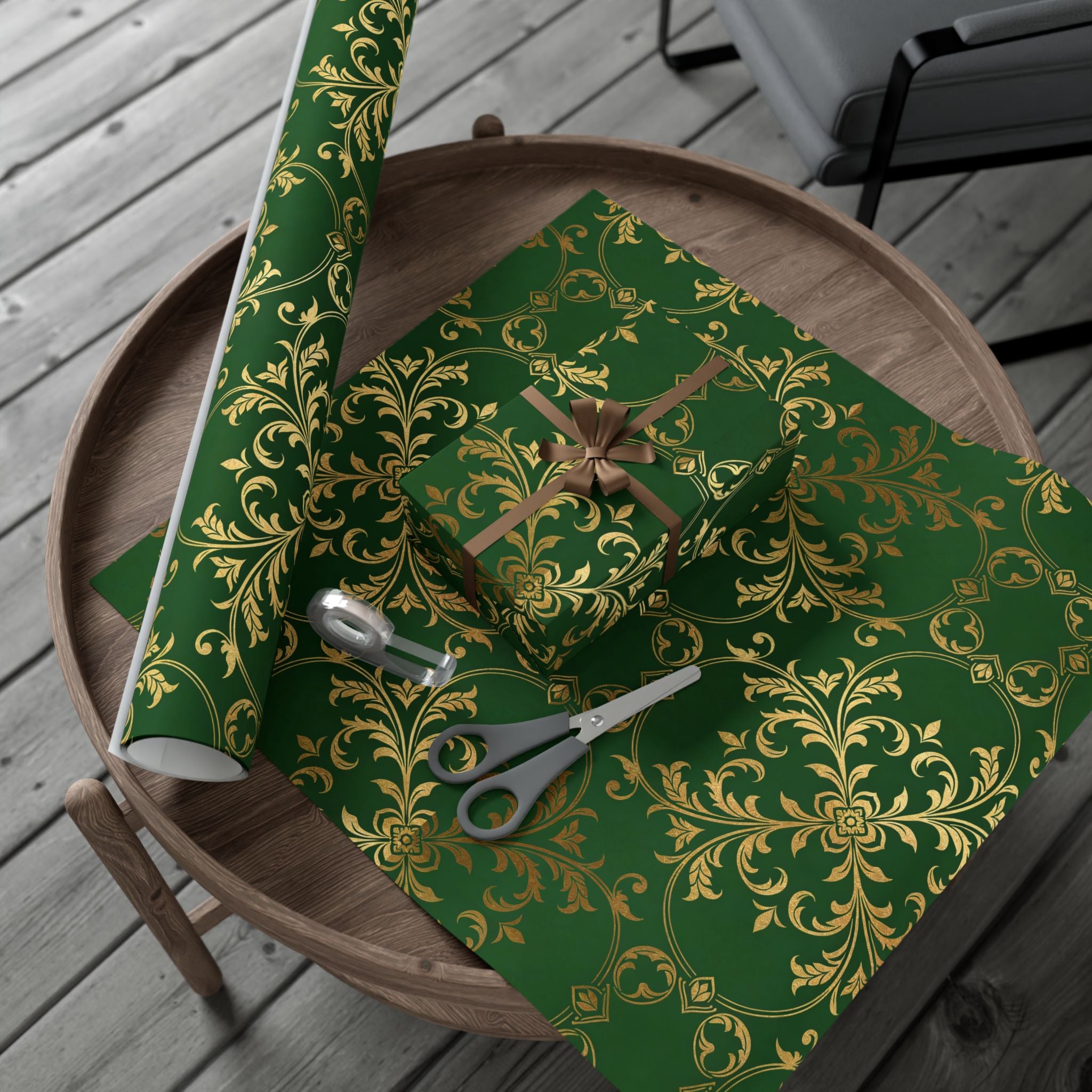 Middle-earth Elvish Luxury Gift Wrap Paper — Green LOTR-Inspired Wrapping