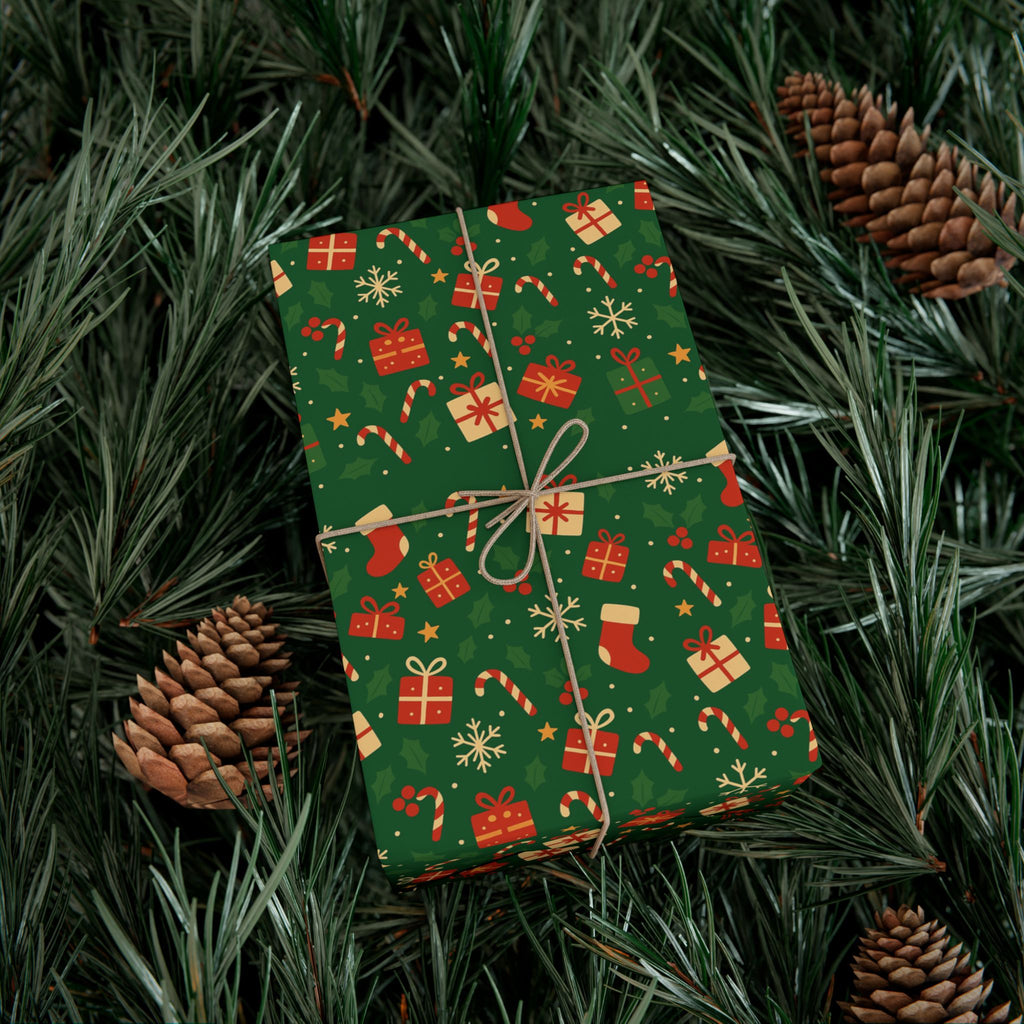 Christmas Gift Wrap Papers, Premium Cute Emblem Holiday Design, Wrapping Sheets, Xmas Packaging, Festive Gift Giving Supplies