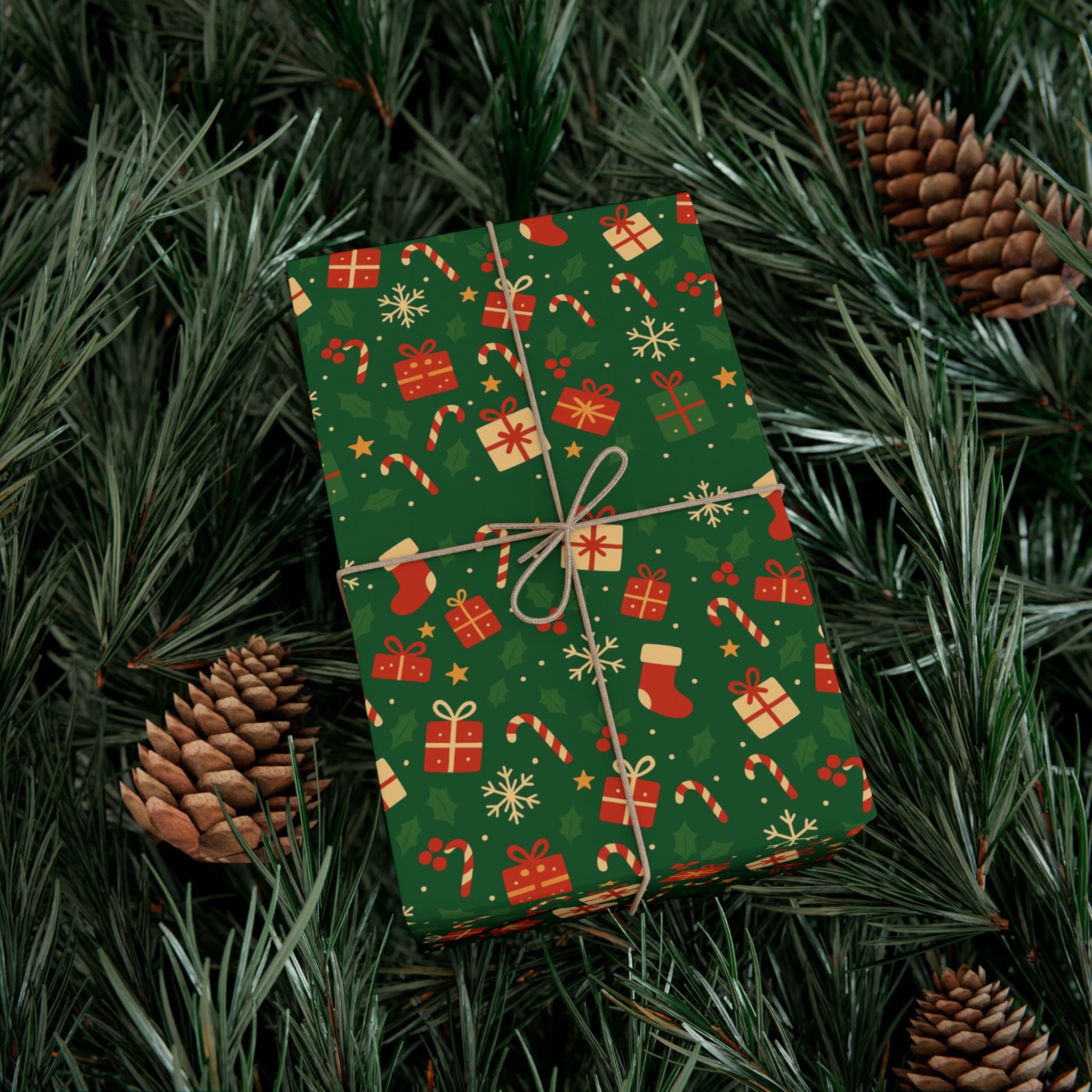 Christmas Gift Wrap Papers, Premium Cute Emblem Holiday Design, Wrapping Sheets, Xmas Packaging, Festive Gift Giving Supplies