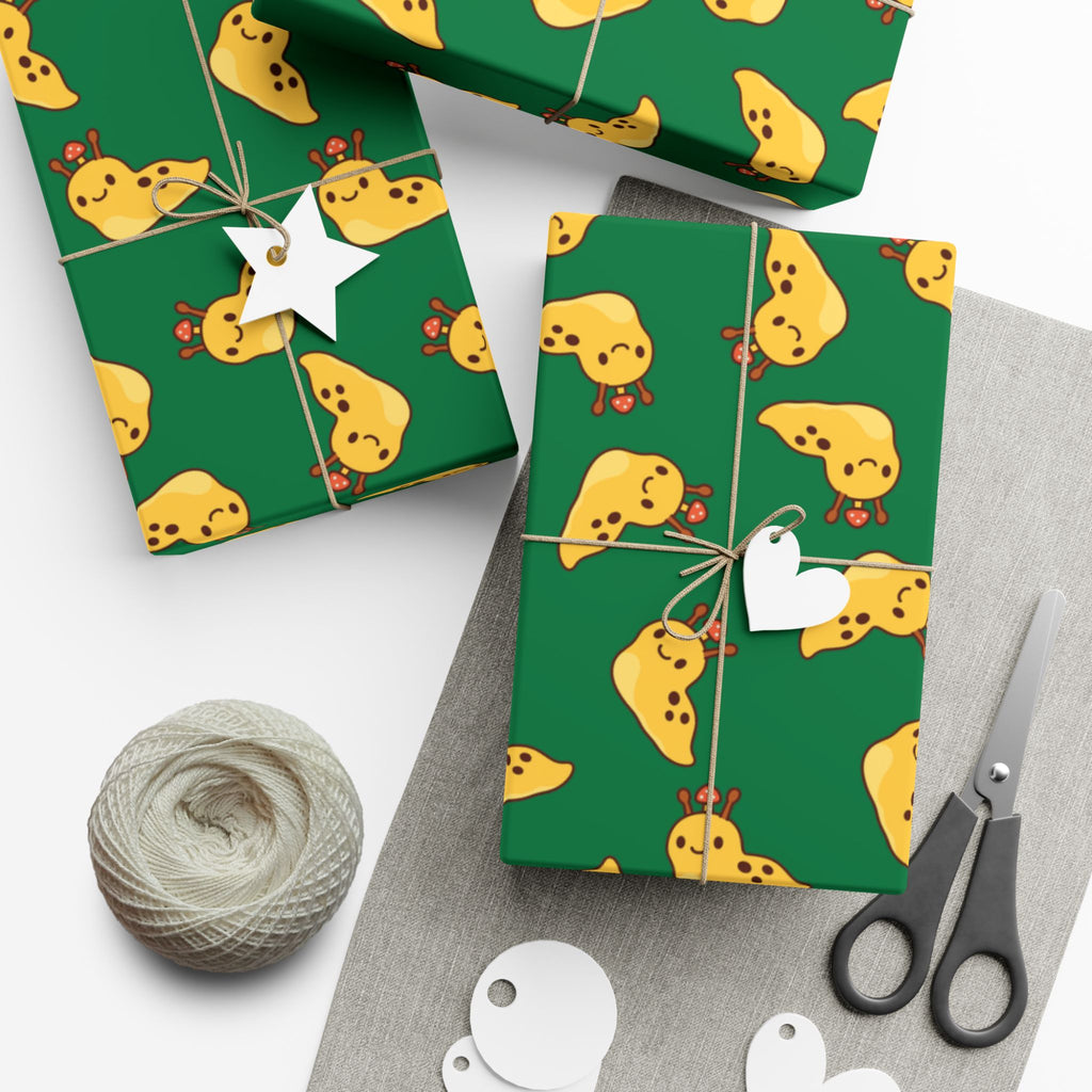 Banana Slug Gift Wrap Paper — Cute Slug with Mushroom Illustration