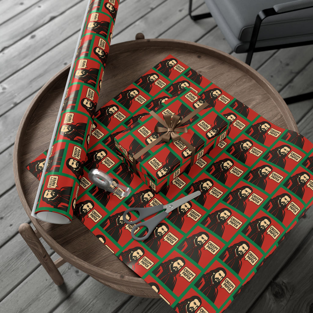 What We Do in the Shadows "Creepy Paper" Gift Wrap — Red & Green
