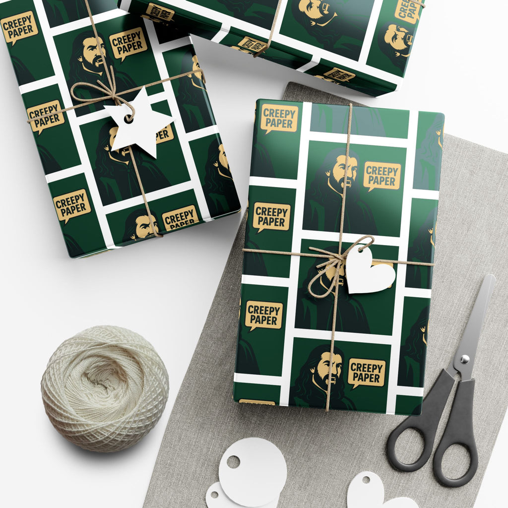 “Creepy Paper” Gift Wrap — Nandor’s Green & White Wrapping Paper