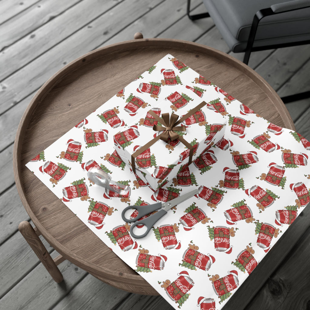 Coca Cola Christmas Wrapping Paper, Holiday Gift Wrap, Festive Xmas Gift Wrap, Coca Cola Pop Soda Paper, Funny Cute Wrapping Paper