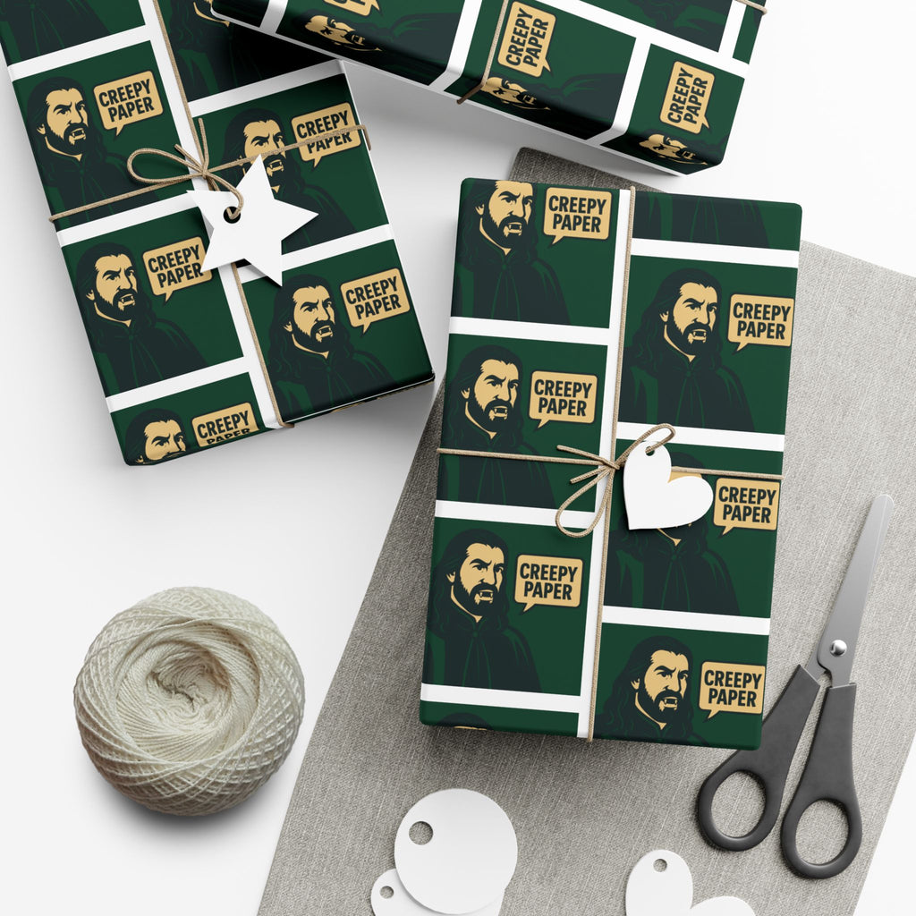 “Creepy Paper” Gift Wrap — Nandor’s Green & White Wrapping Paper