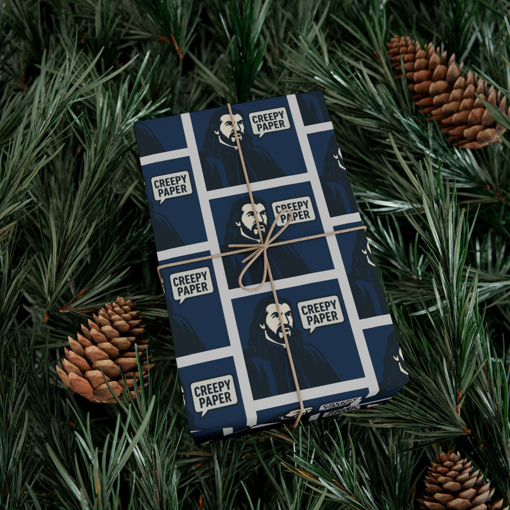 What We Do In The Shadows Nandor Gift Wrap Paper — Blue & White Creepy Vampire Design