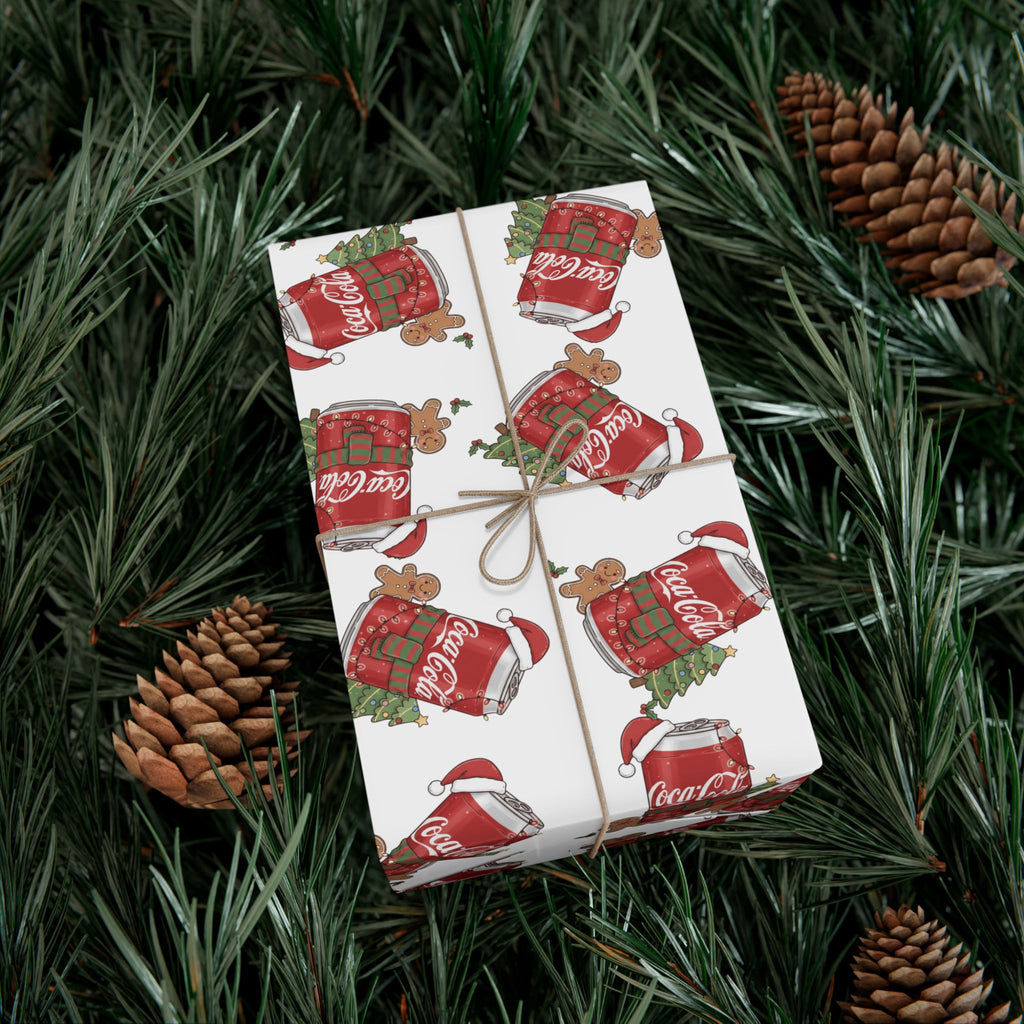 Coca Cola Christmas Wrapping Paper, Holiday Gift Wrap, Festive Xmas Gift Wrap, Coca Cola Pop Soda Paper, Funny Cute Wrapping Paper