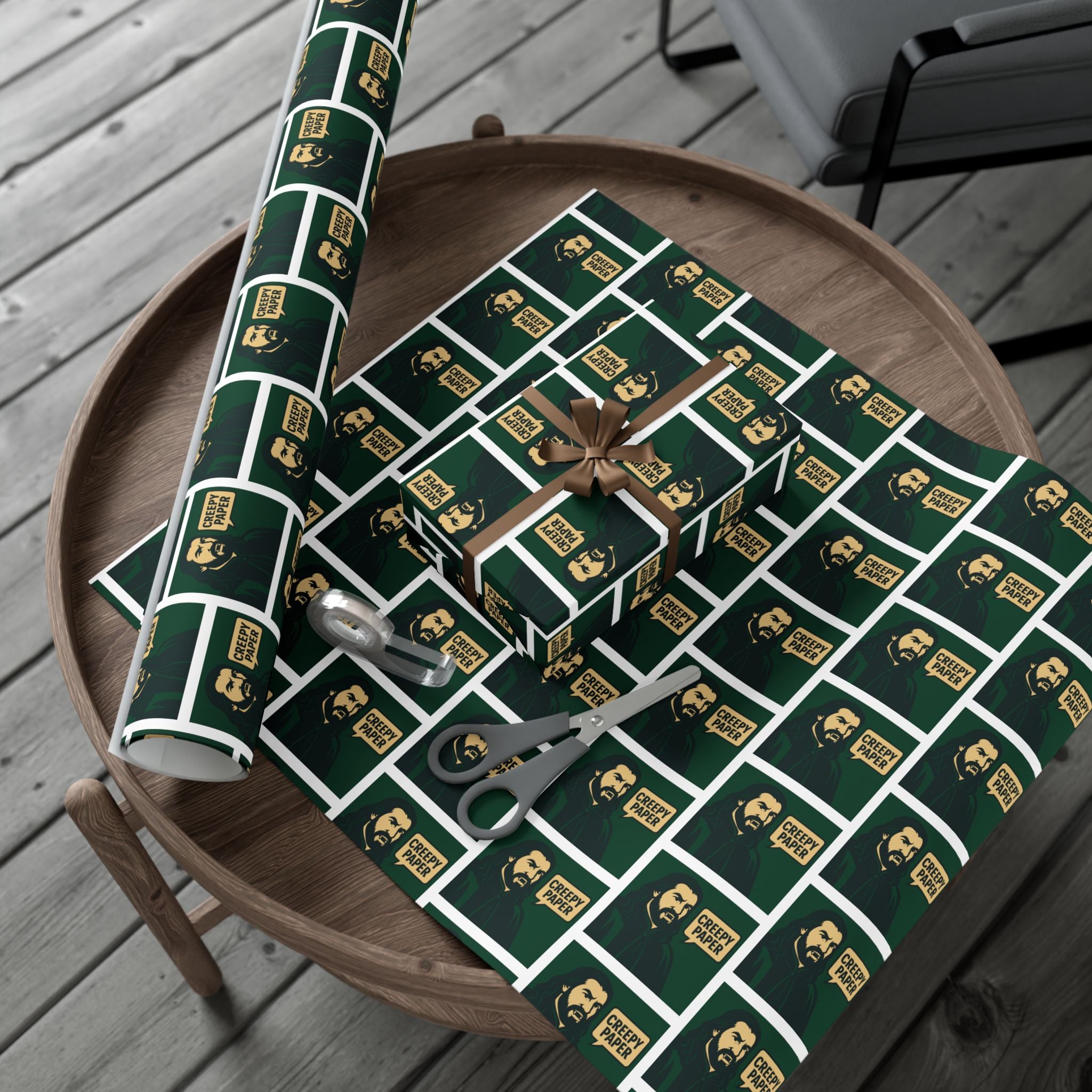“Creepy Paper” Gift Wrap — Nandor’s Green & White Wrapping Paper