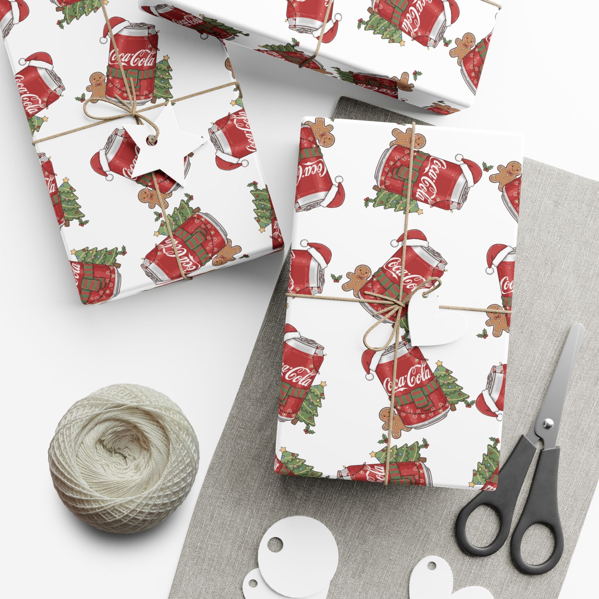 Coca Cola Christmas Wrapping Paper, Holiday Gift Wrap, Festive Xmas Gift Wrap, Coca Cola Pop Soda Paper, Funny Cute Wrapping Paper