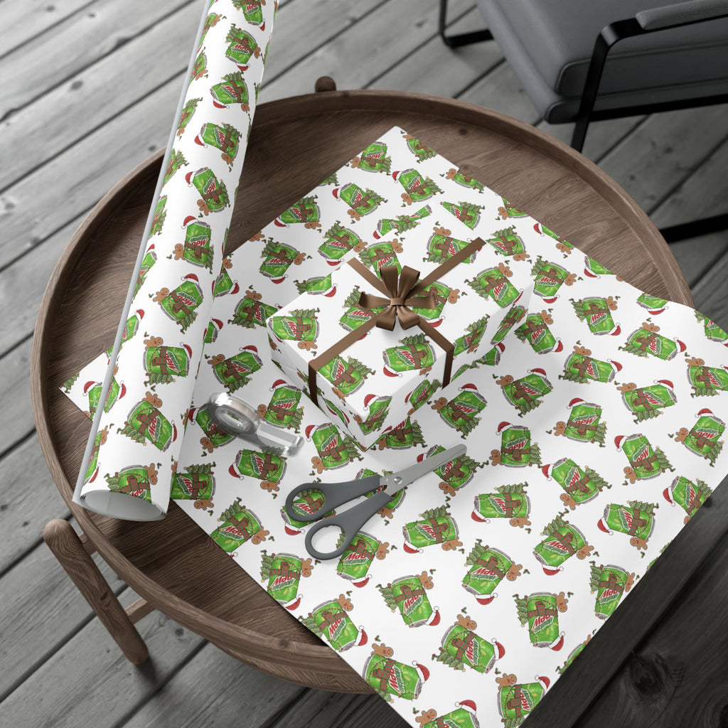 Mountain Dew Christmas Wrapping Paper, Funny Cute Mountain Dew Soda Christmas Theme, Holiday Gift Wrap, Office Gag