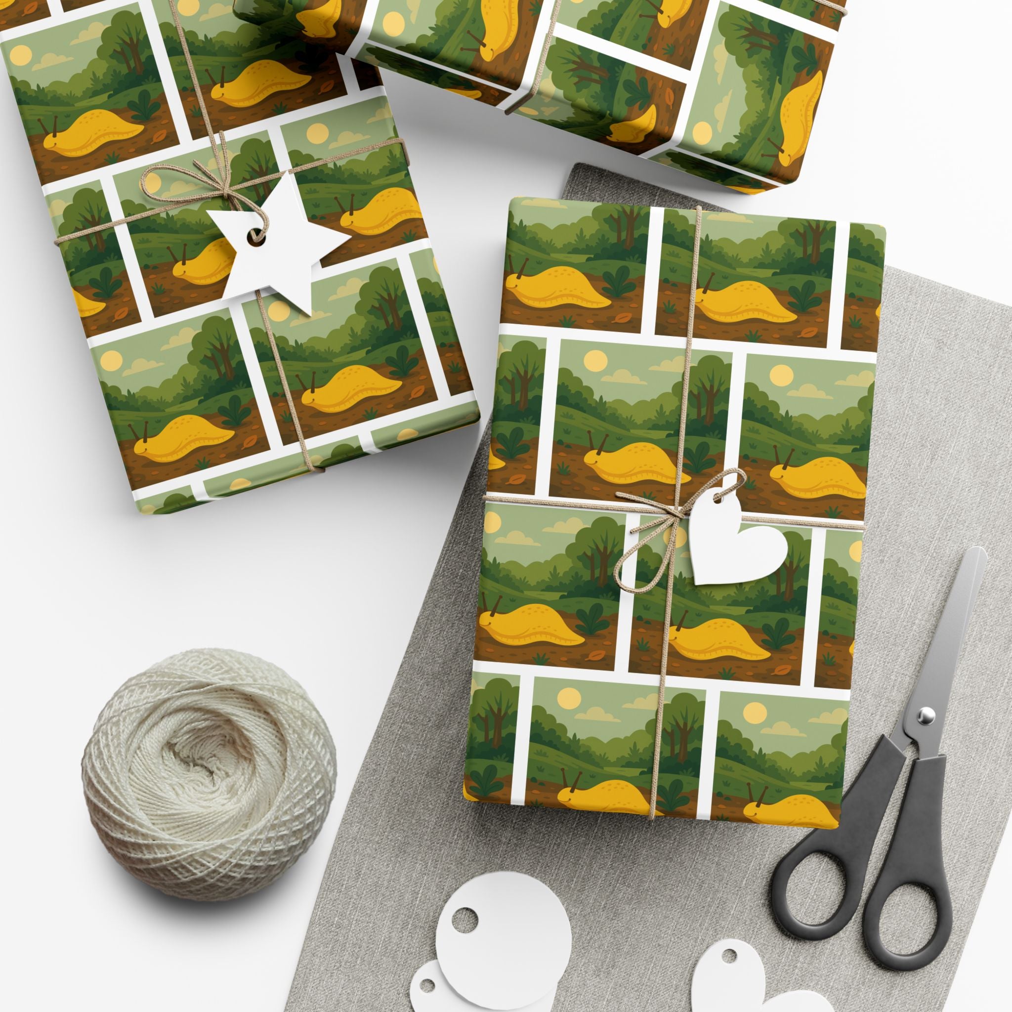 Wrapping Paper, Banana Slug Nature Scene Gift Wrap, Wildlife Themed Present Wrap, Eco-Friendly Nature Gift Wrap, Animal Lover Holiday Paper,