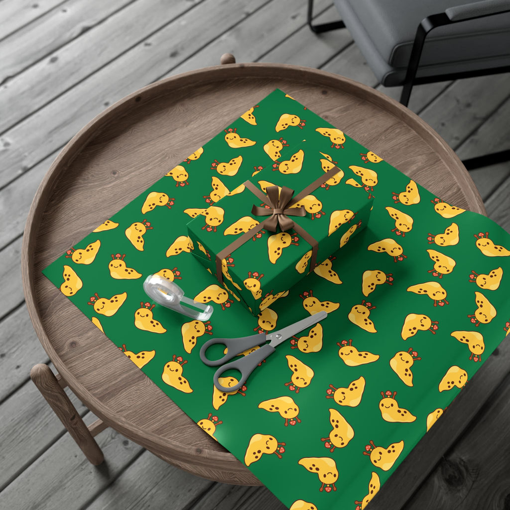Banana Slug Gift Wrap Paper — Cute Slug with Mushroom Illustration