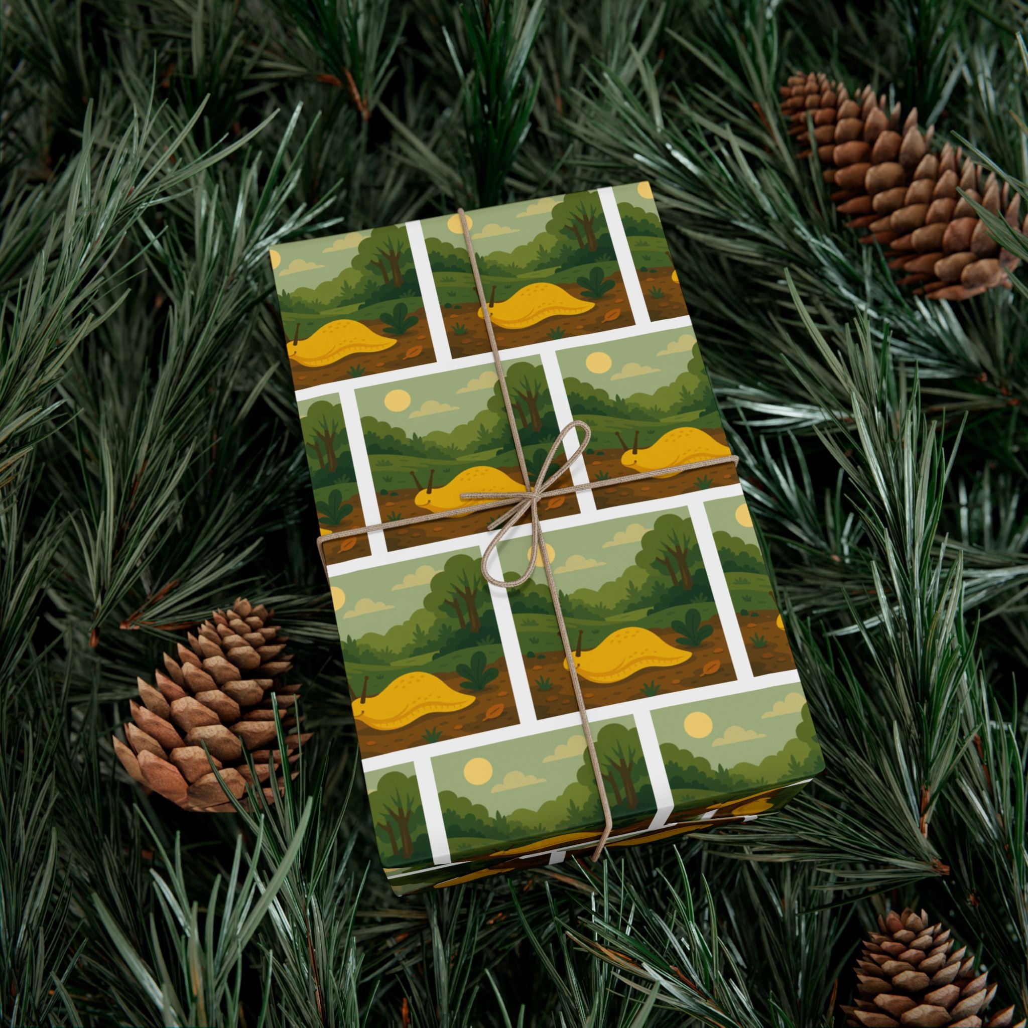 Wrapping Paper, Banana Slug Nature Scene Gift Wrap, Wildlife Themed Present Wrap, Eco-Friendly Nature Gift Wrap, Animal Lover Holiday Paper,