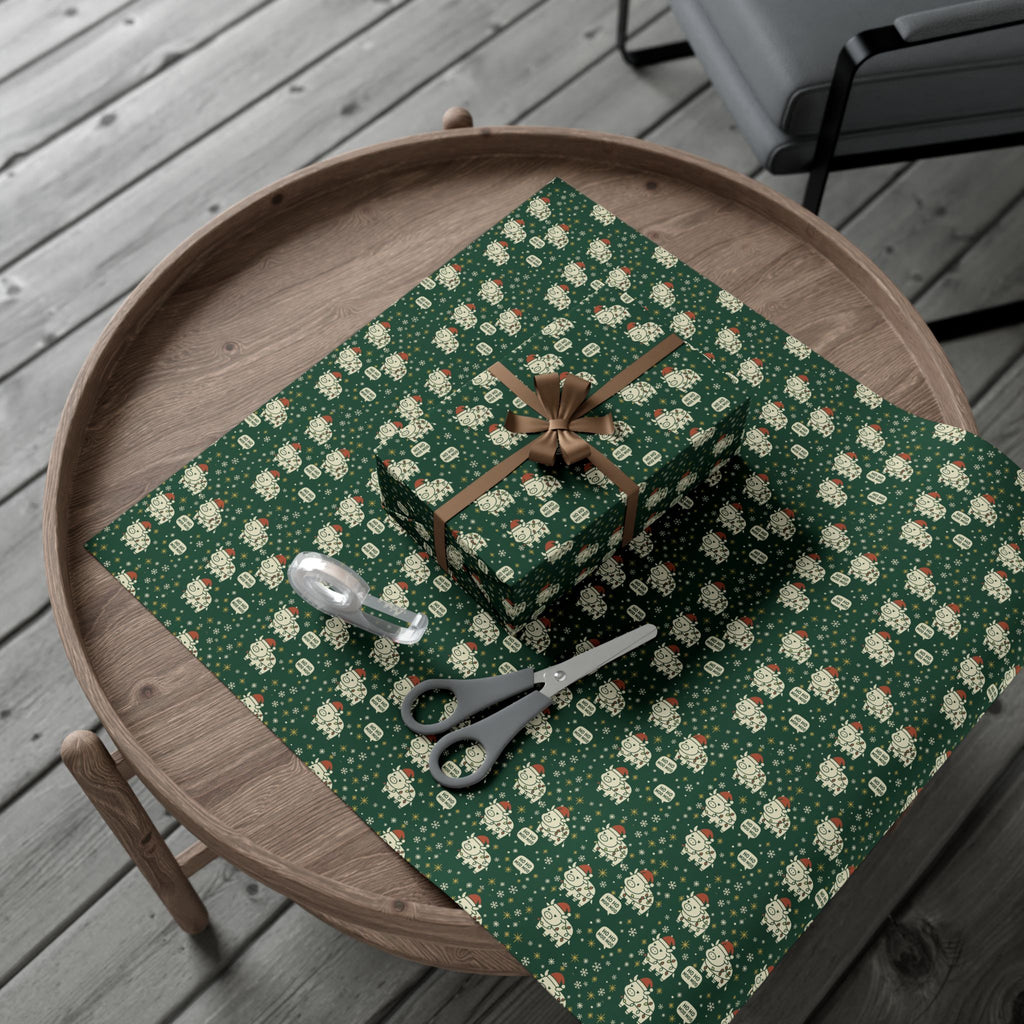 Christmas Cow Wrapping Paper - Cute Cows with Santa Hats and Lights, Farmhouse Holiday Gift Wrap, Country Christmas Packaging