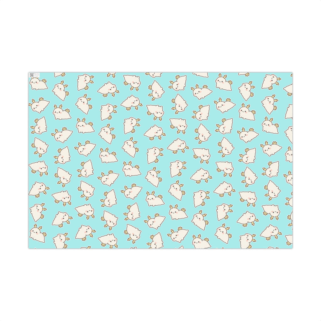 Gift Wrap Papers, Sea Bunny Pattern for Wrapping Gifts, Scrapbooking, Crafts, Cute Kawaii Design, Stationery Set