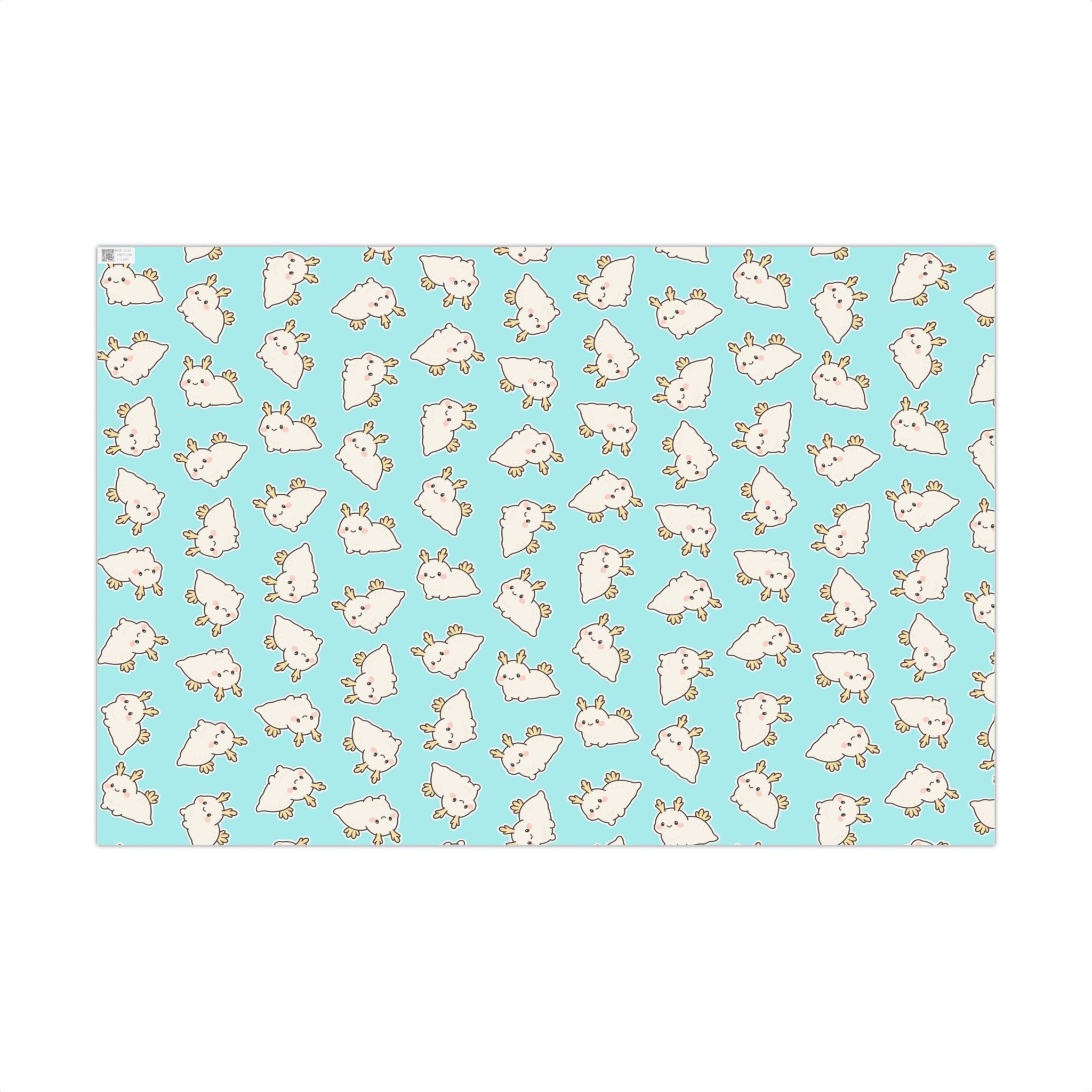 Gift Wrap Papers, Sea Bunny Pattern for Wrapping Gifts, Scrapbooking, Crafts, Cute Kawaii Design, Stationery Set