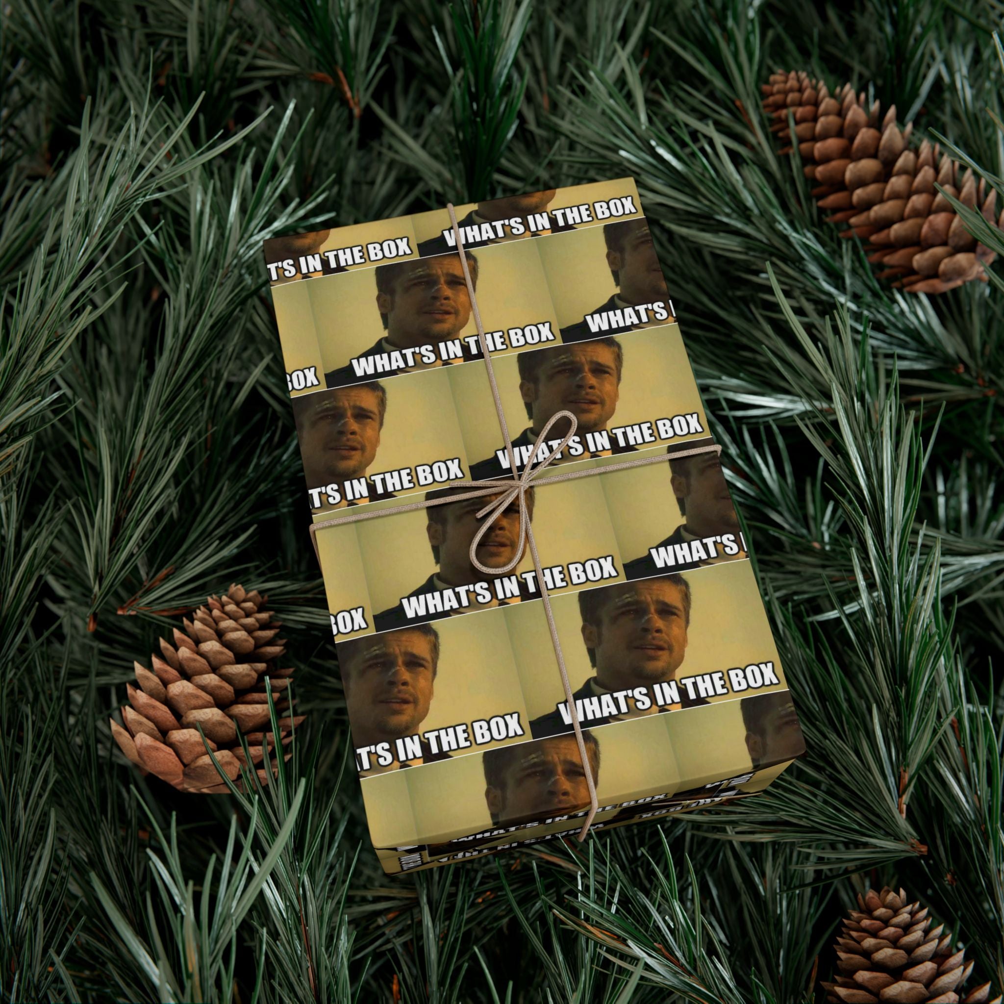 Wrapping Paper, Whats in the box Seven Movie Quote with Brad Pitt, Gift Wrap Roll, Film Lover Present, Movie Buff Gift, Unique Movie