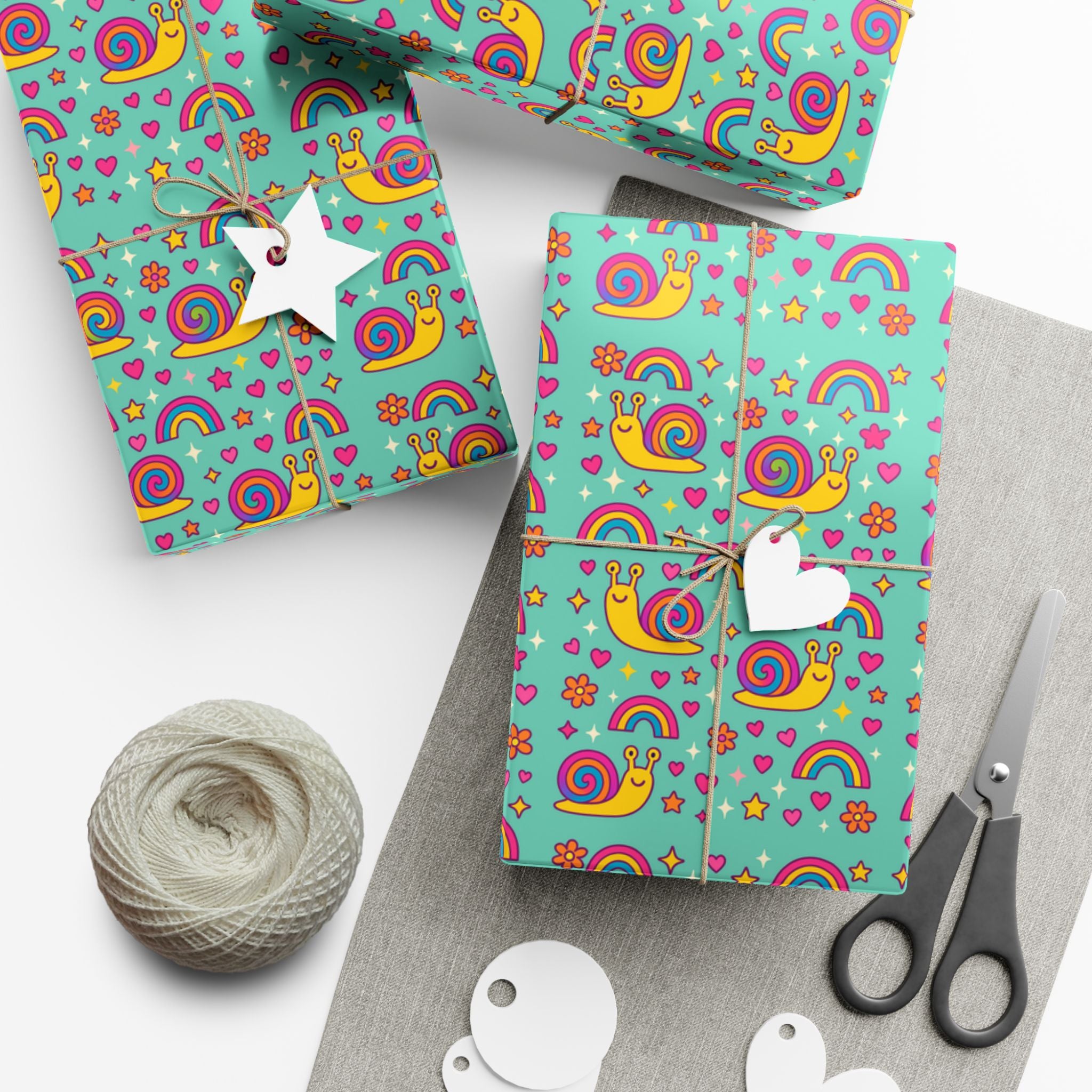 Gift Wrap Papers, Snail Rainbow Colorful Fun Pattern, Wrapping Paper Roll, Cute Gift Wrap, Birthday Gifts, DIY Craft Supplies, Party Decor