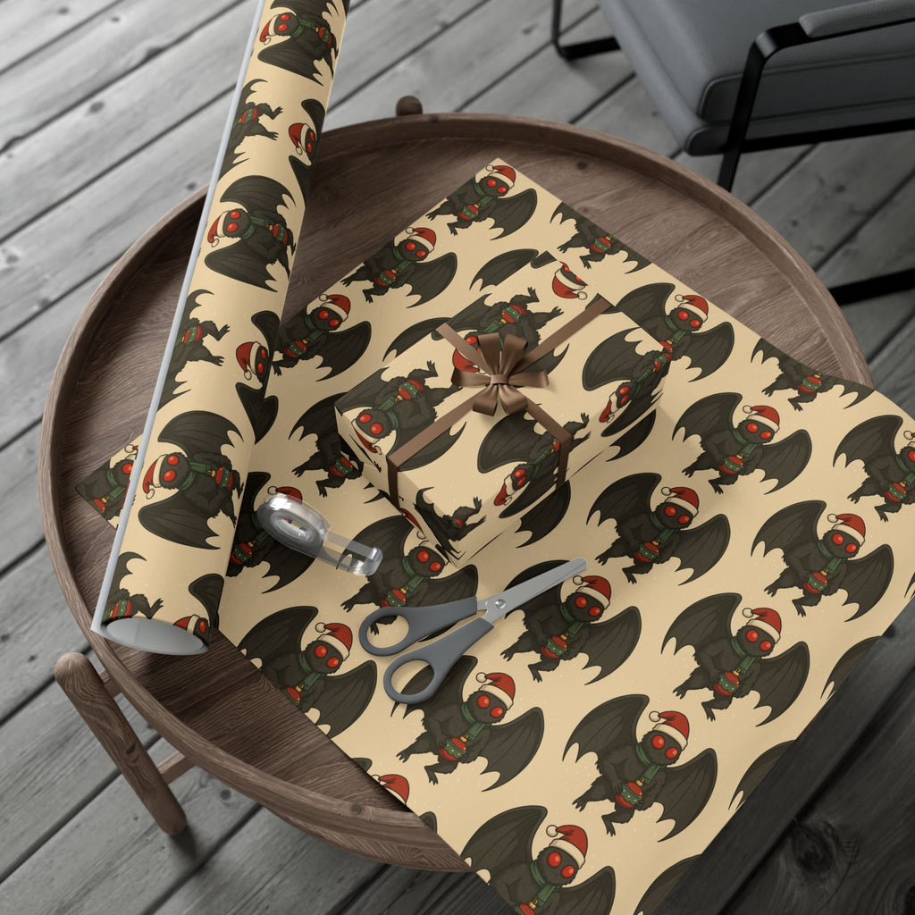 Mug, Mothman Cryptid Funny Christmas Art Drawing, Cryptid Gift Wrap Papers, Gift Wrapping Paper, Holiday Art Print, Funny Cryptid Design,