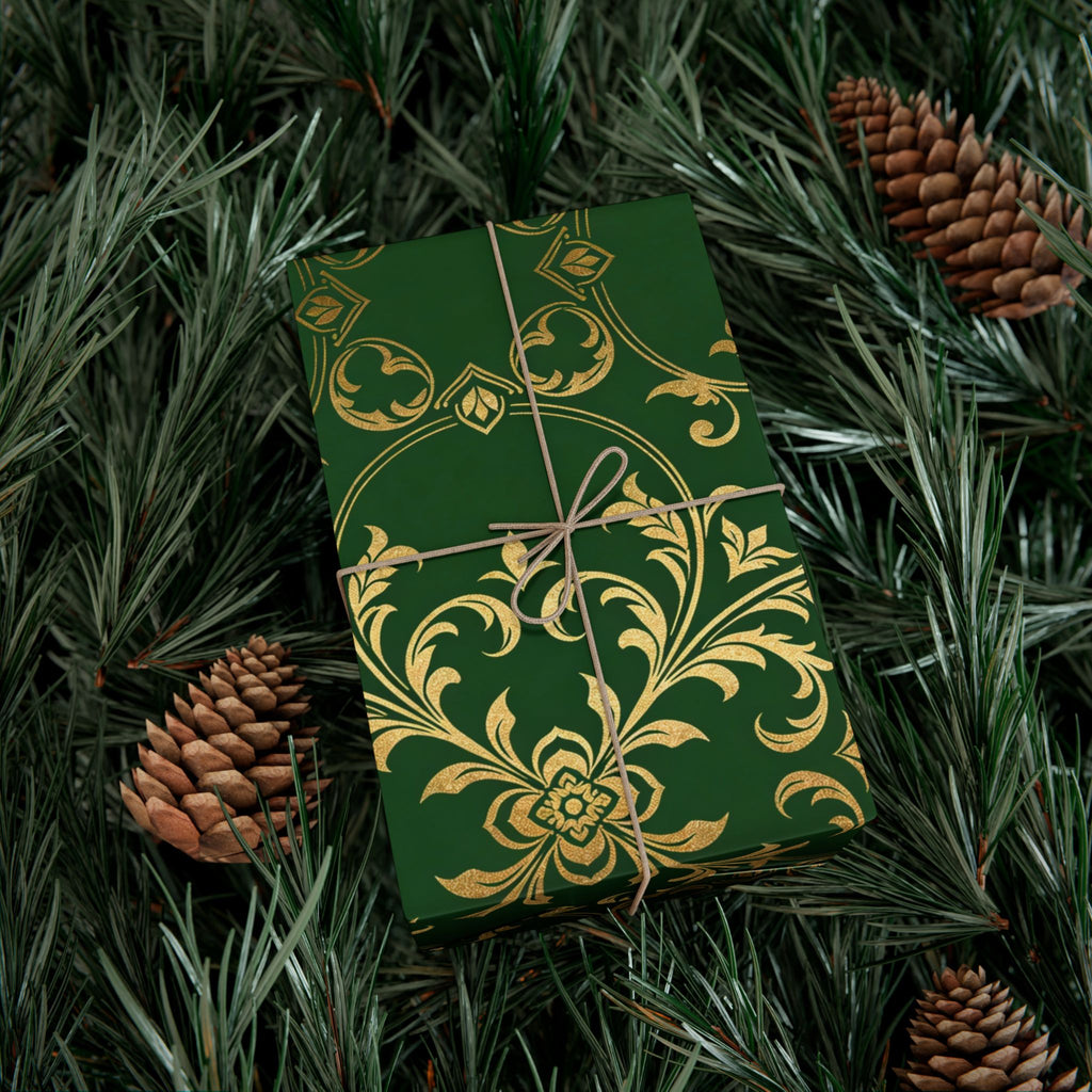 Middle-earth Elvish Luxury Gift Wrap Paper — Green LOTR-Inspired Wrapping