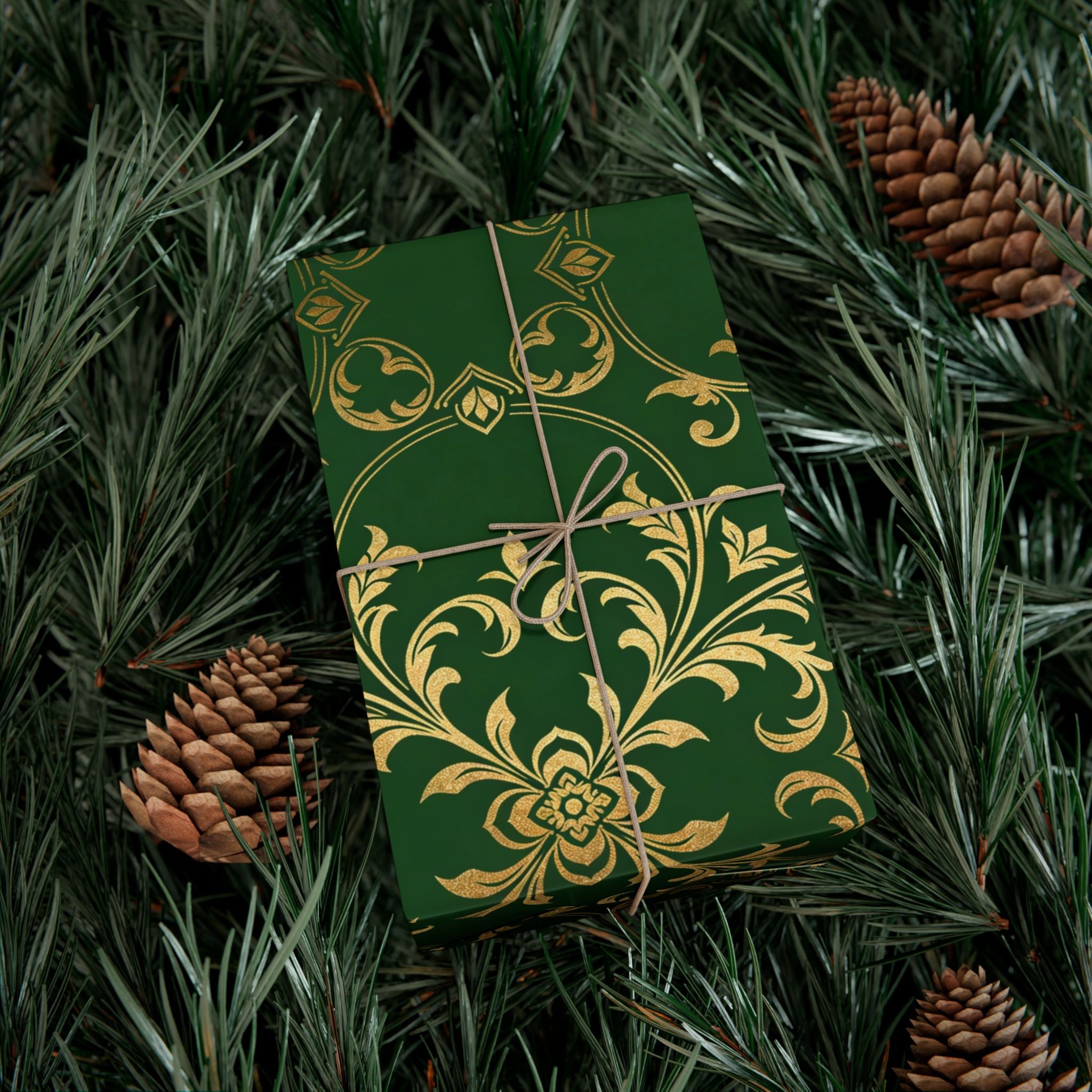Middle-earth Elvish Luxury Gift Wrap Paper — Green LOTR-Inspired Wrapping
