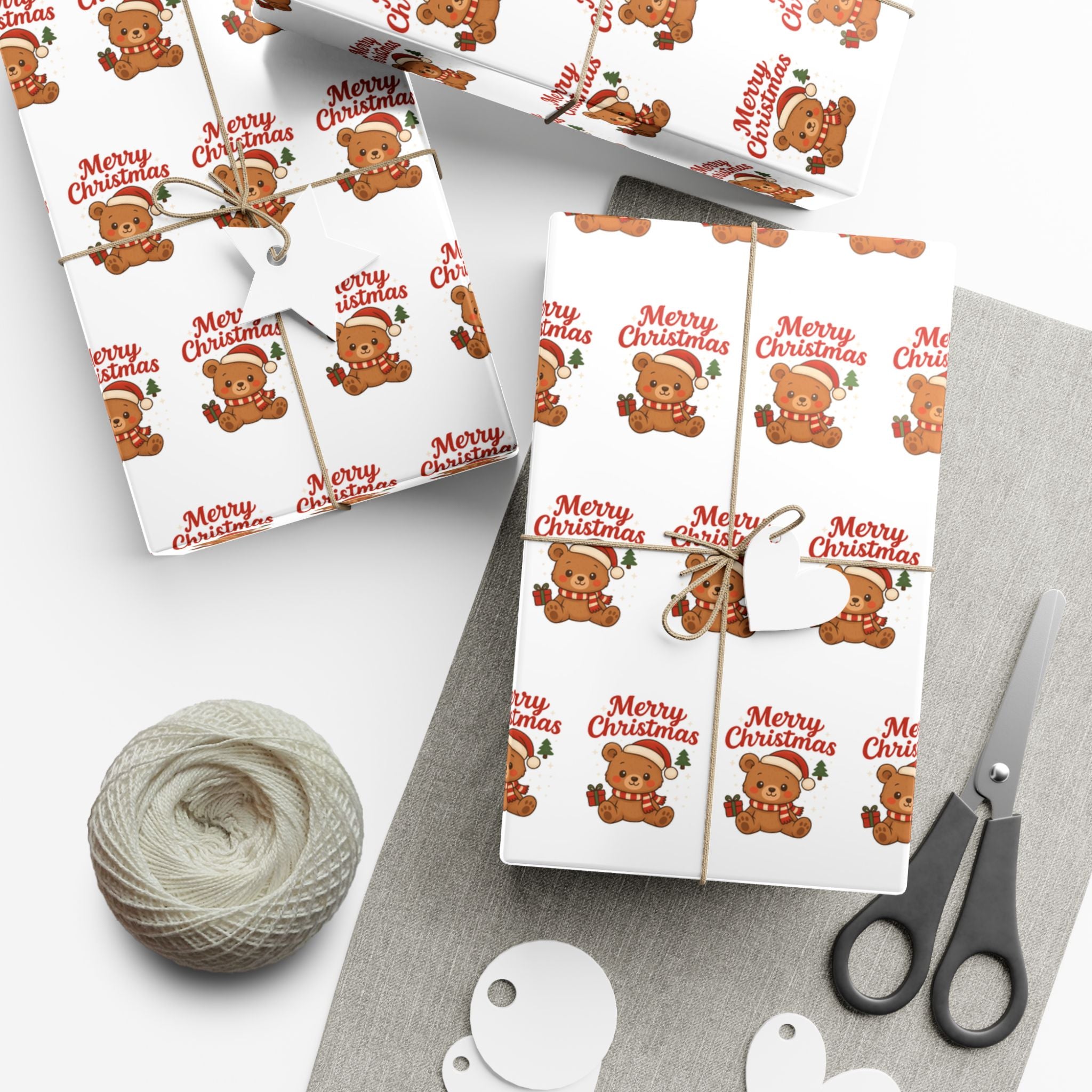 Christmas Gift Wrap Papers, Holiday Wrapping Paper Roll, Cute Teddy Bear Design, Xmas Wrapping Supplies, Festive Gift Packaging