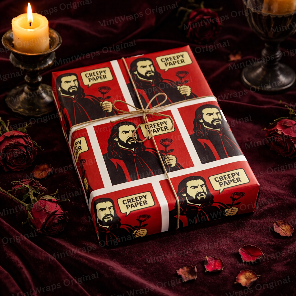 Valentine's Gift Wrap Paper — 'Creepy Paper' Quote from Nandor (What We Do in the Shadows)