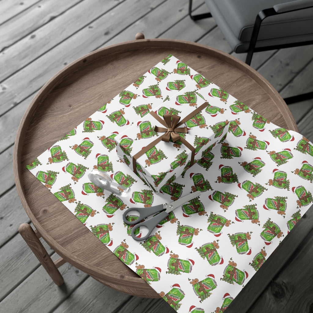 Mountain Dew Christmas Wrapping Paper, Funny Cute Mountain Dew Soda Christmas Theme, Holiday Gift Wrap, Office Gag