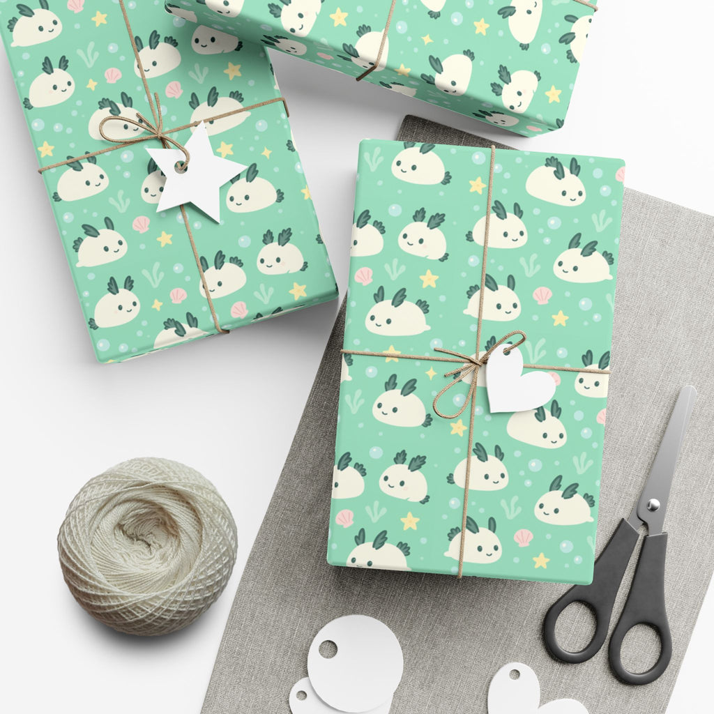 Gift Wrap Papers, Sea Bunny Creature Pattern Ocean, Wrapping Paper Roll, Cute Animal Gift Wrap, Underwater Theme Gift Wrap, Sea Life Pattern