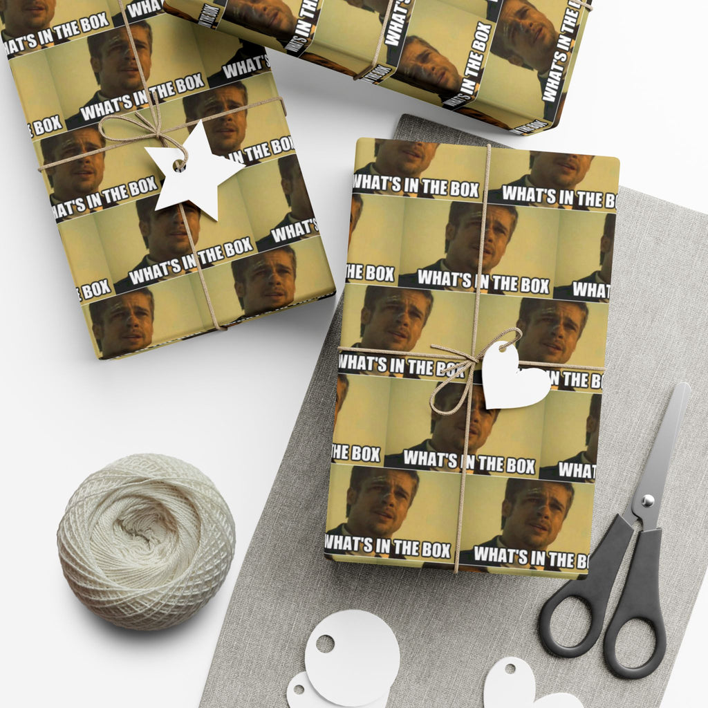 Wrapping Paper, Whats in the box Seven Movie Quote with Brad Pitt, Gift Wrap Roll, Film Lover Present, Movie Buff Gift, Unique Movie