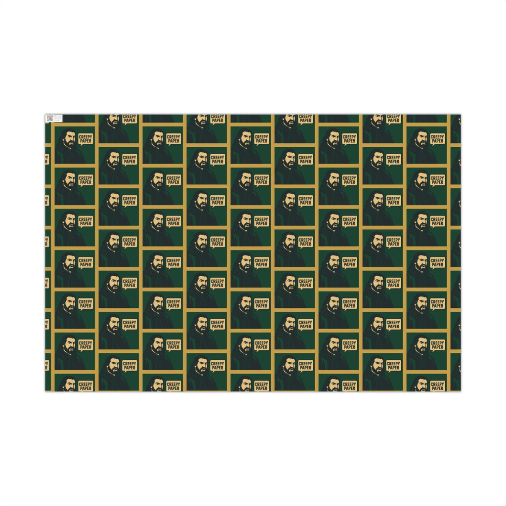 Green/Gold - Creepy Paper Wrapping Paper, Nandor from What we do in the Shadows Show, Gift Wrap for Fans, Halloween Decor, Unique Gift Wrap