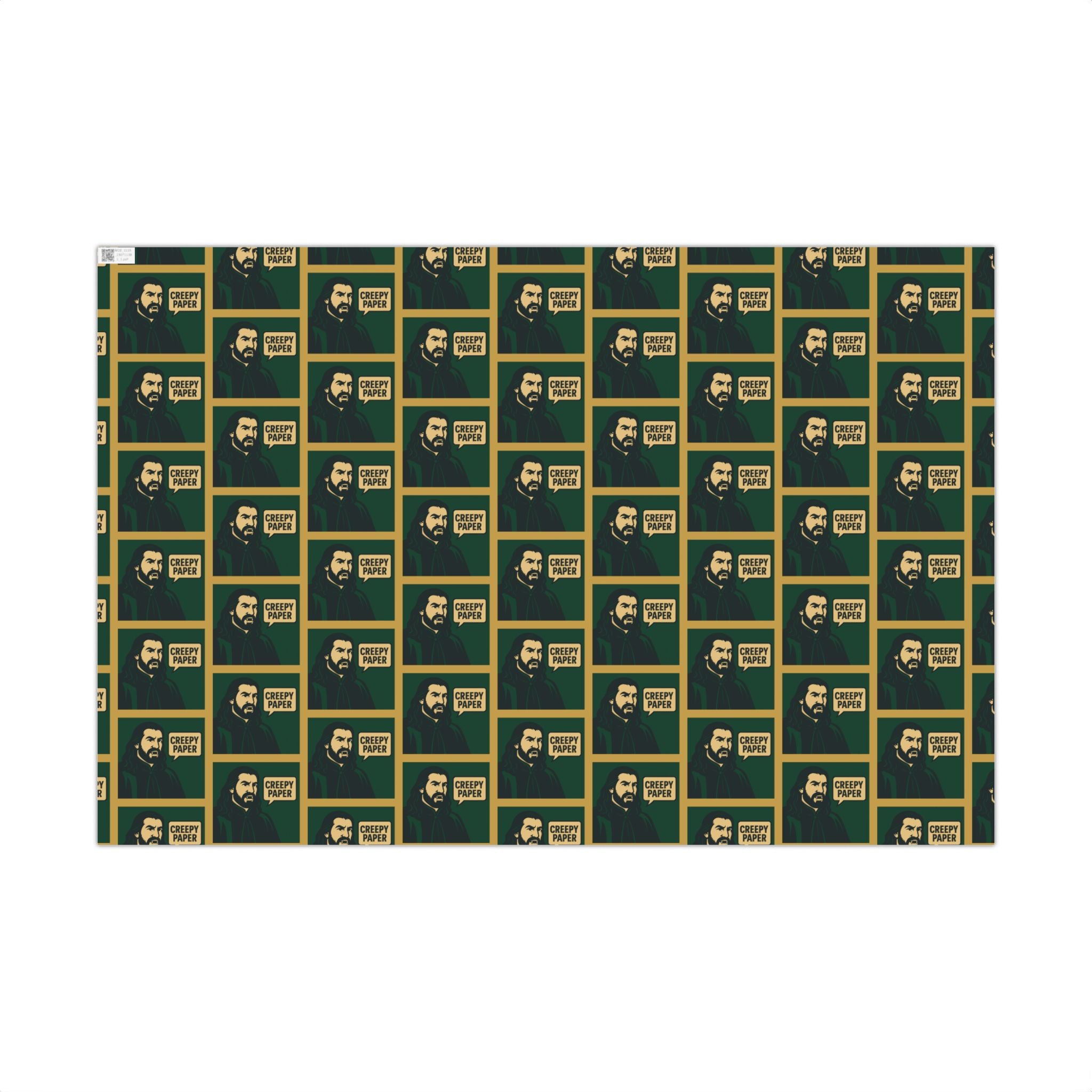 Green/Gold - Creepy Paper Wrapping Paper, Nandor from What we do in the Shadows Show, Gift Wrap for Fans, Halloween Decor, Unique Gift Wrap