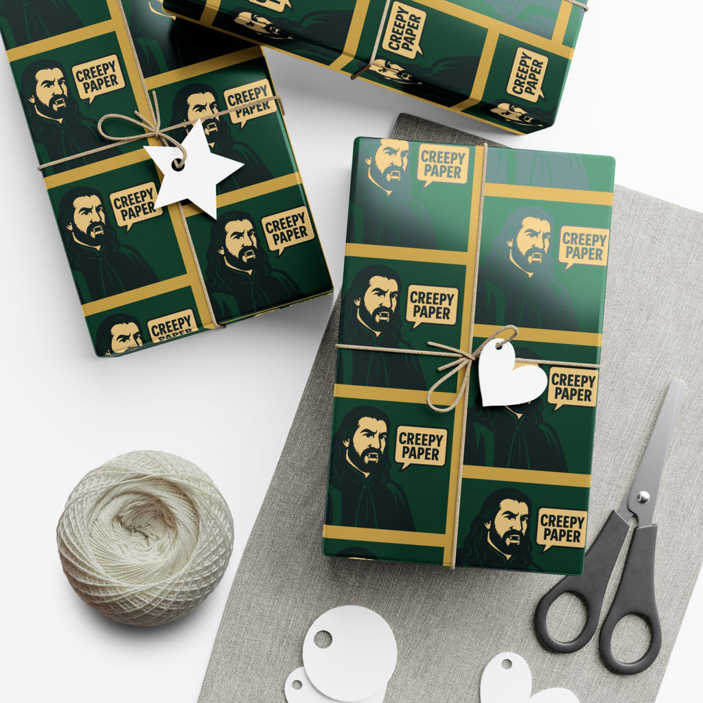 What We Do in the Shadows Nandor Gift Wrap Paper — Green & Gold Vampire-Themed Wrapping Paper