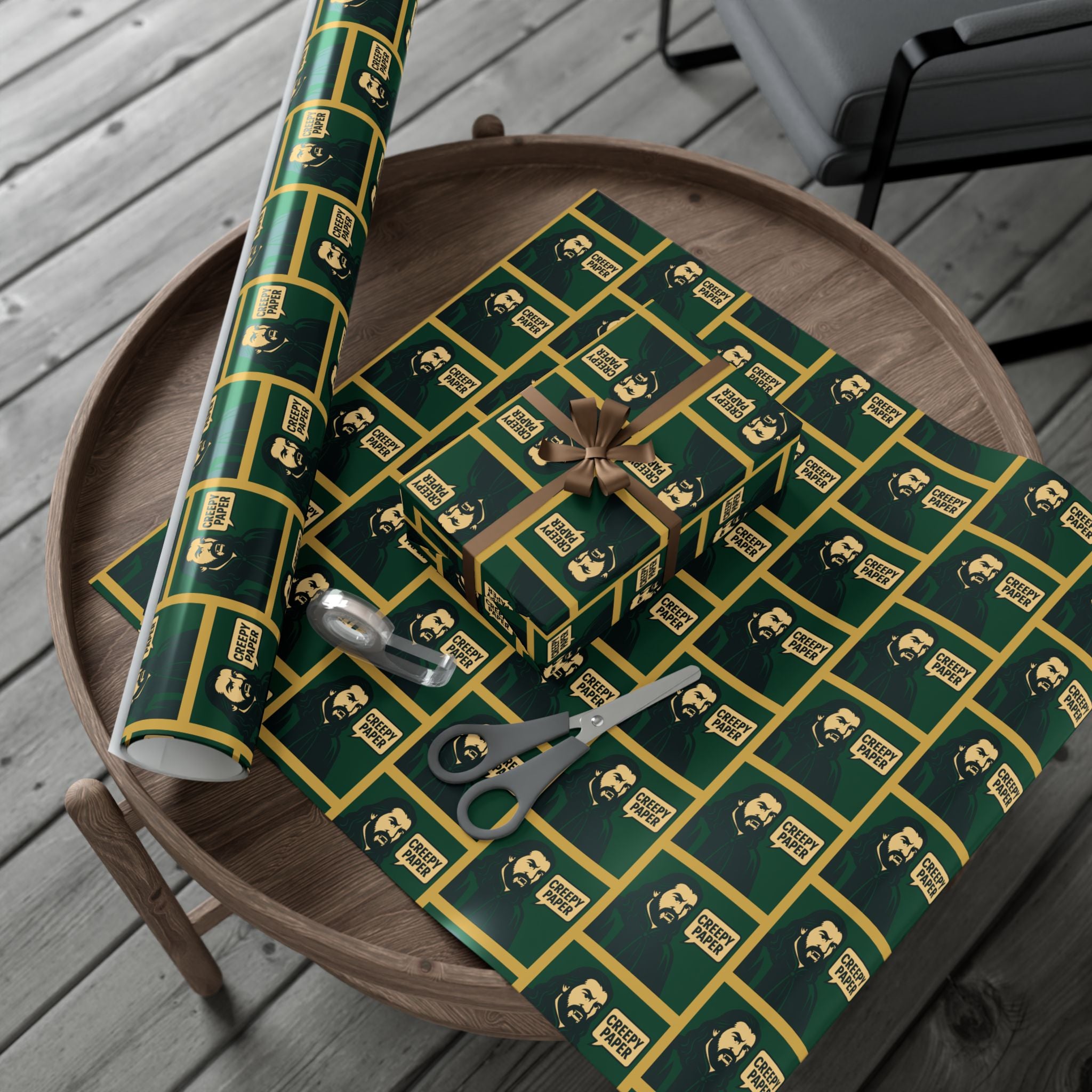 What We Do in the Shadows Nandor Gift Wrap Paper — Green & Gold Vampire-Themed Wrapping Paper