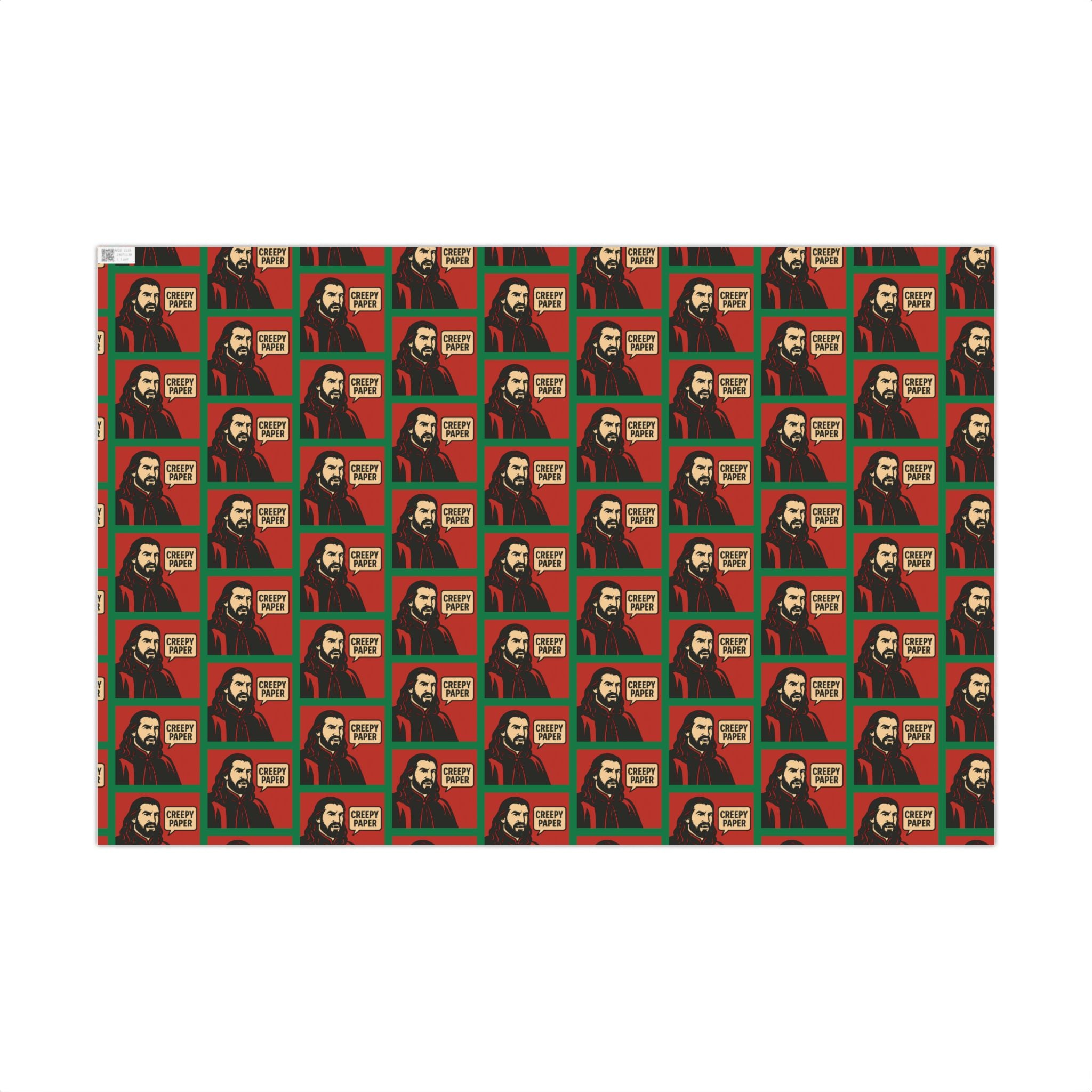 What We Do in the Shadows "Creepy Paper" Gift Wrap — Red & Green