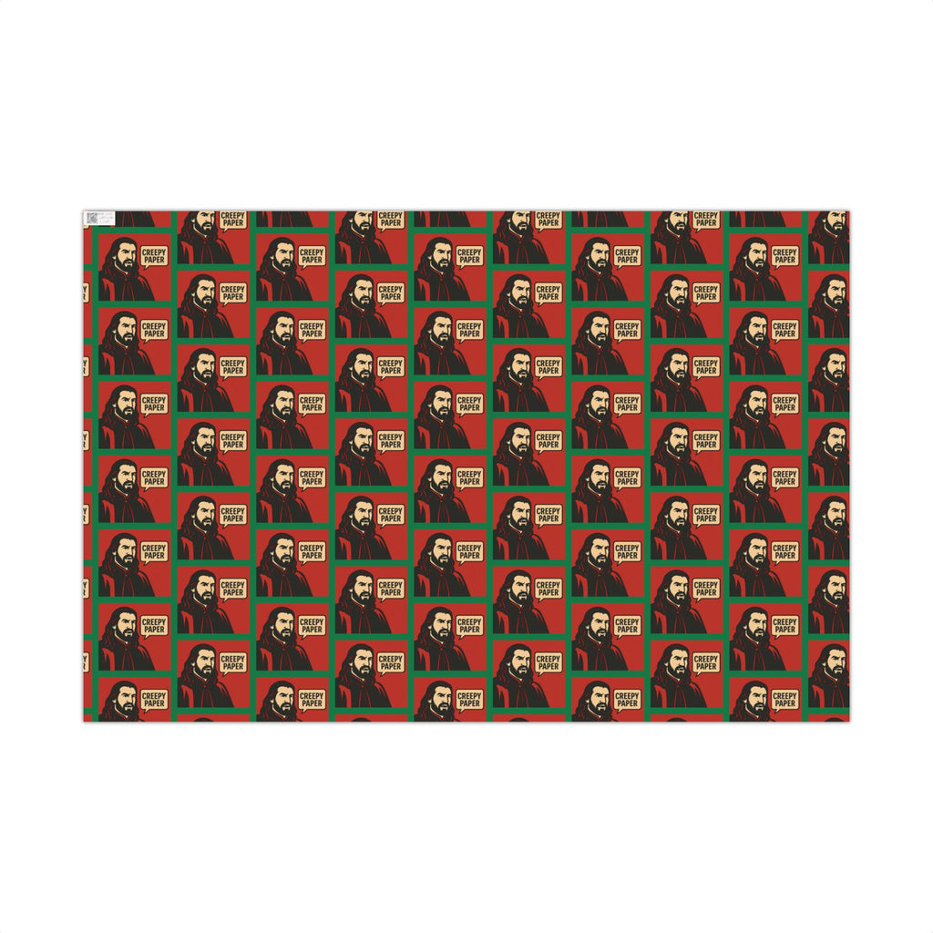 Red/Green - Creepy Paper Wrapping Paper, Nandor from What we do in the Shadows Show, Gift Wrap for Fans, Halloween Decor, Unique Gift Wrap