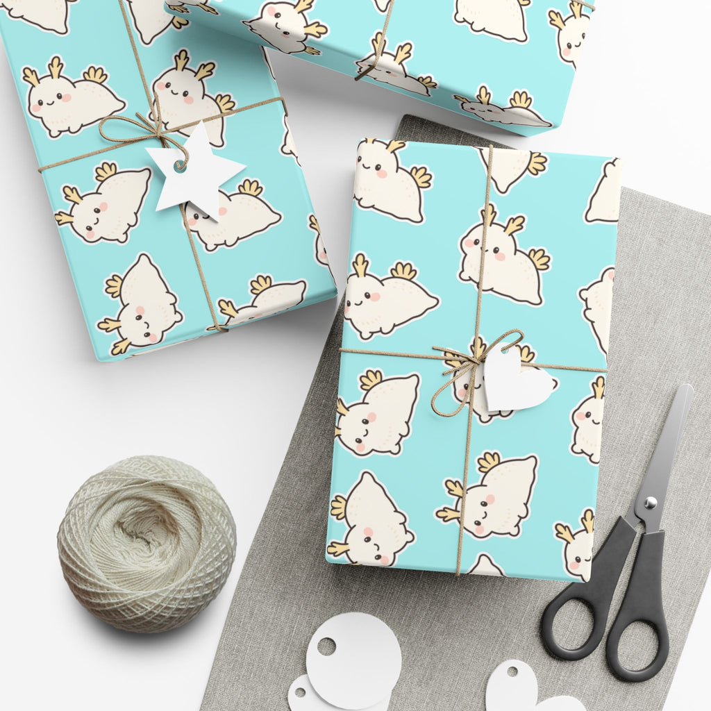 Gift Wrap Papers, Sea Bunny Pattern for Wrapping Gifts, Scrapbooking, Crafts, Cute Kawaii Design, Stationery Set