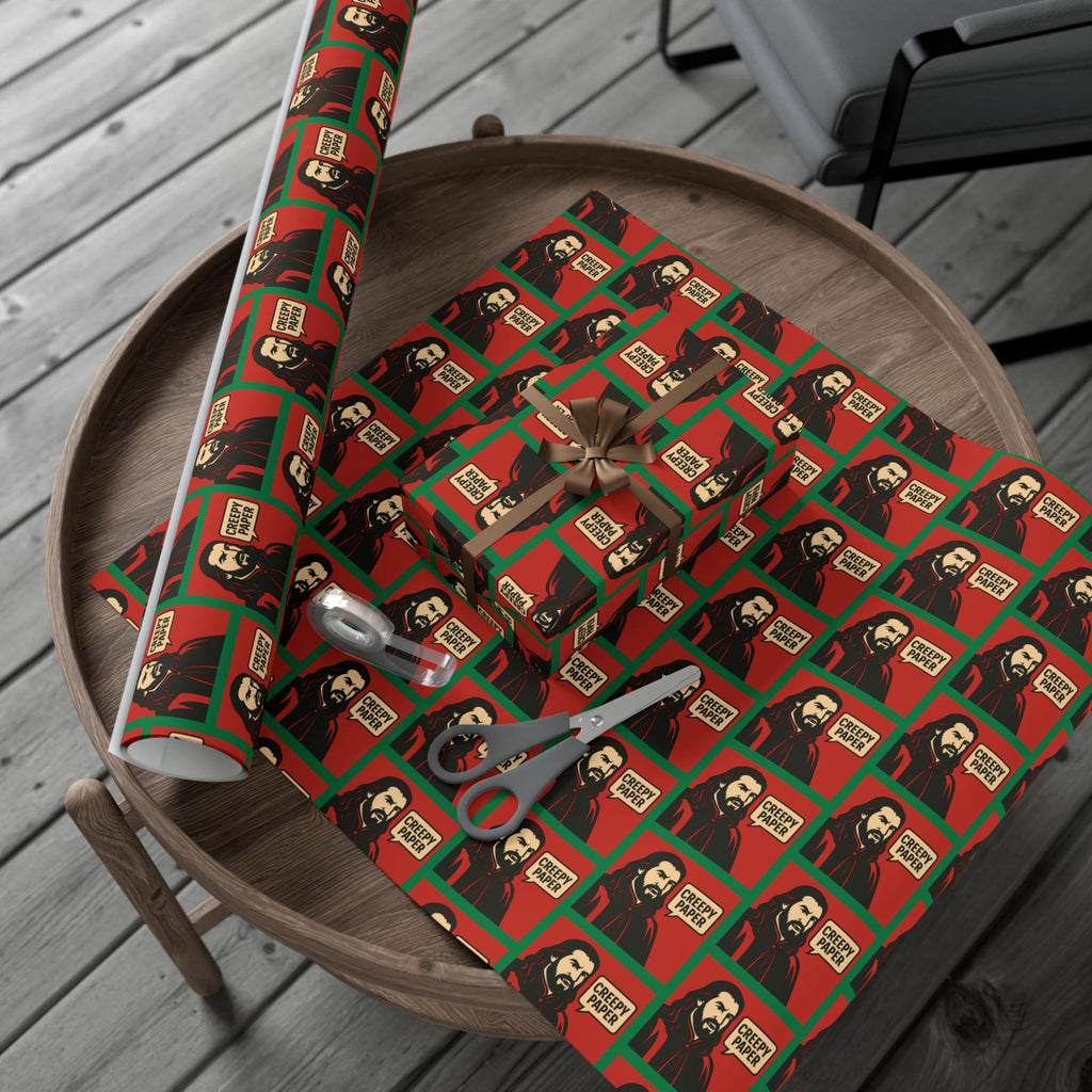 What We Do in the Shadows "Creepy Paper" Gift Wrap — Red & Green