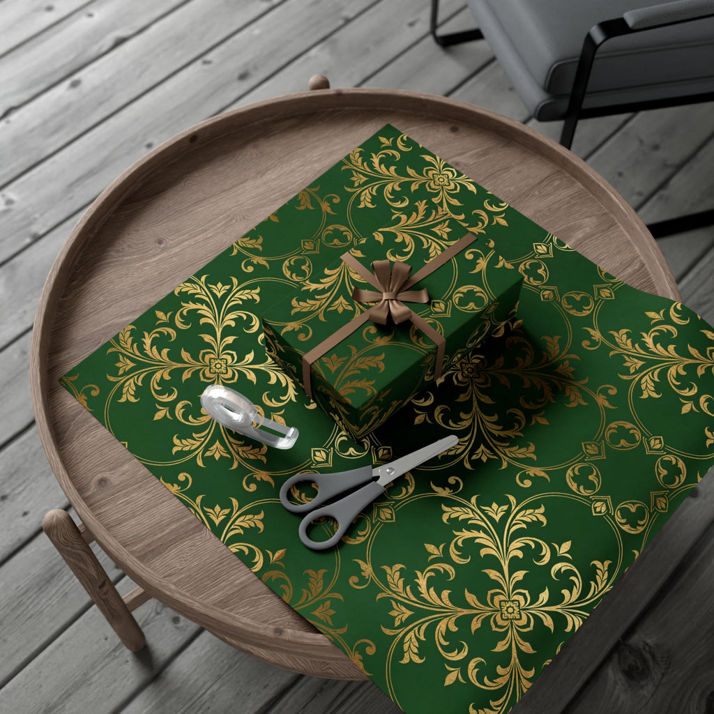 Middle-earth Elvish Luxury Gift Wrap Paper — Green LOTR-Inspired Wrapping