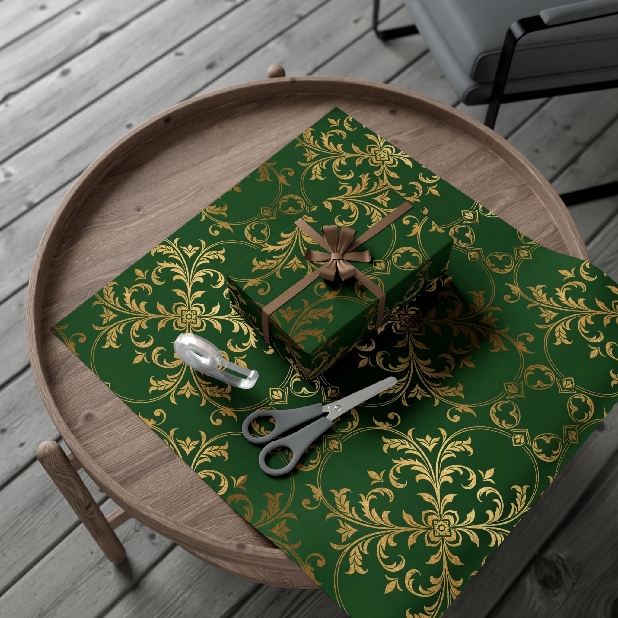 Middle-earth Elvish Luxury Gift Wrap Paper — Green LOTR-Inspired Wrapping