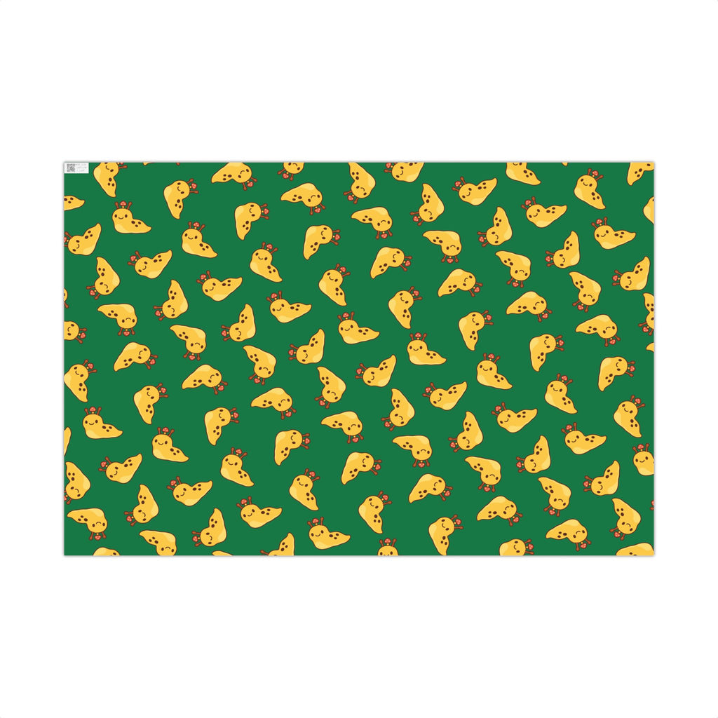 Banana Slug Gift Wrap Paper — Cute Slug with Mushroom Illustration