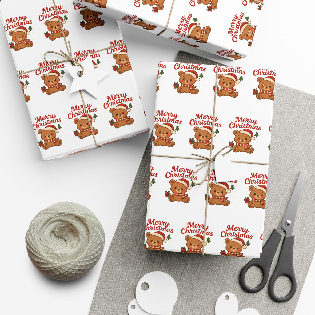 Christmas Gift Wrap Papers, Holiday Wrapping Paper Roll, Cute Teddy Bear Design, Xmas Wrapping Supplies, Festive Gift Packaging