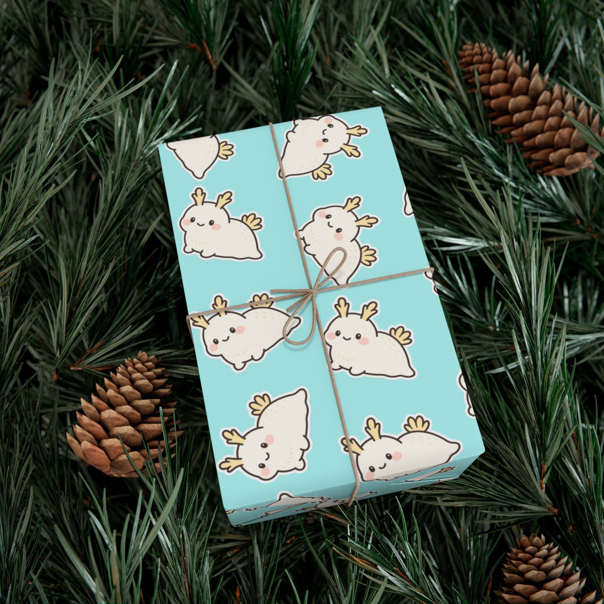 Gift Wrap Papers, Sea Bunny Pattern for Wrapping Gifts, Scrapbooking, Crafts, Cute Kawaii Design, Stationery Set