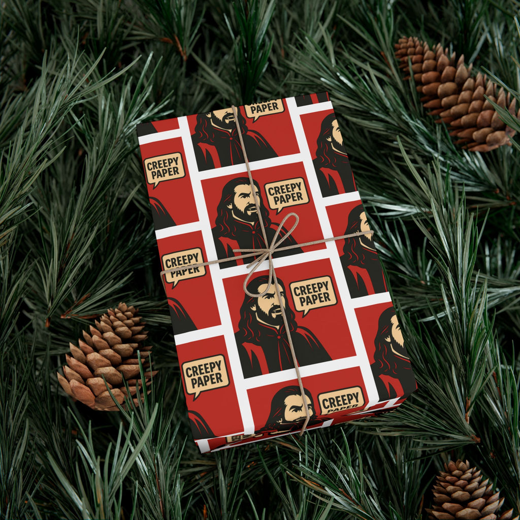 Creepy Paper Wrapping Paper — Red & White (What We Do in the Shadows)
