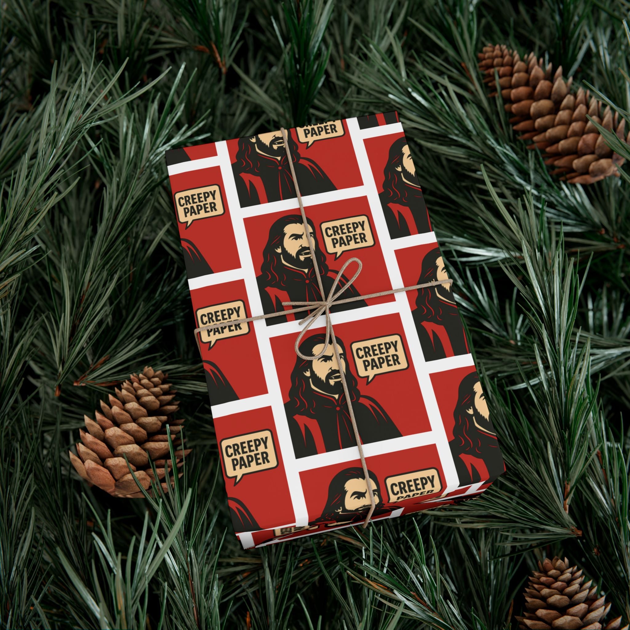 Creepy Paper Wrapping Paper — Red & White (What We Do in the Shadows)